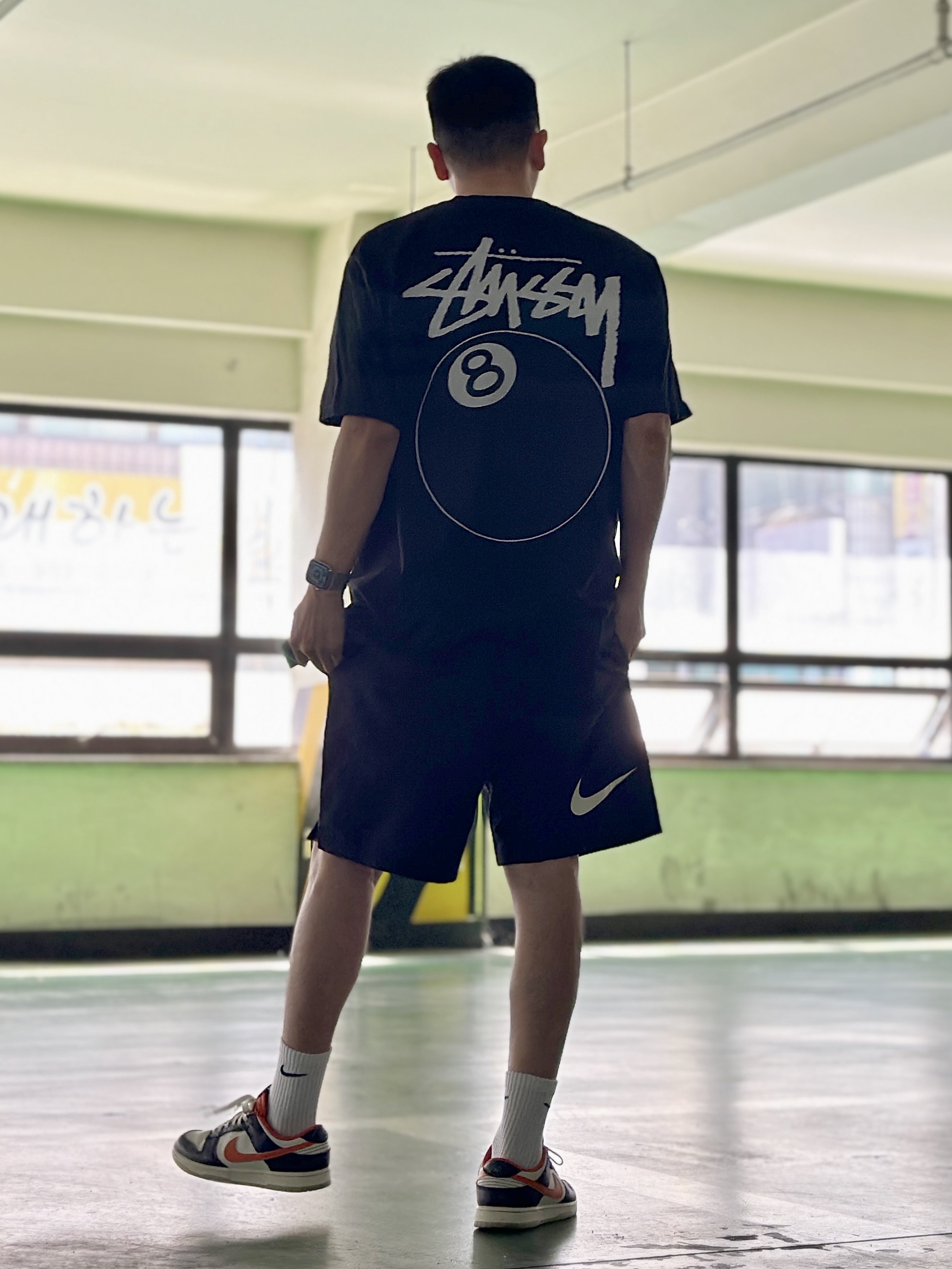 Stussy 8 Ball T-Shirt Black - 22SS, Nike x Stussy Shorts Black (FJ9167-010) 착용 스타일