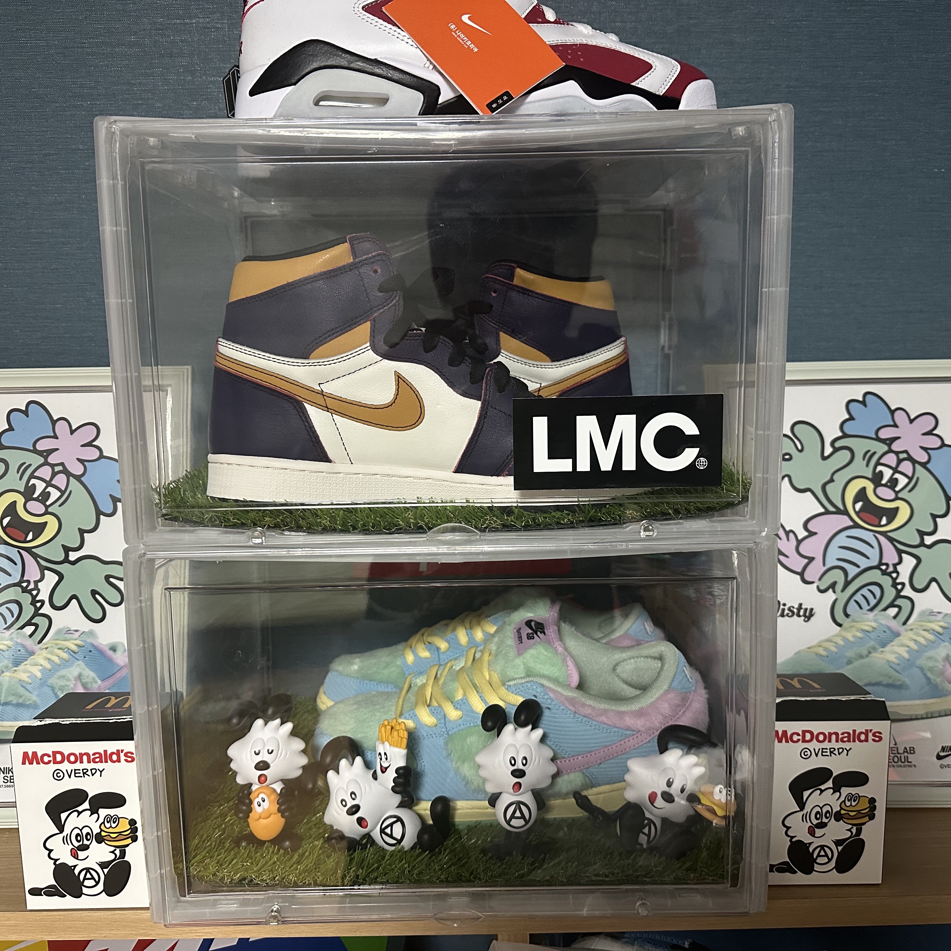 Nike x Verdy SB Dunk Low Pro Blue Gaze and Enamel Green, Jordan 6 Retro Carmine 2021 착용 스타일