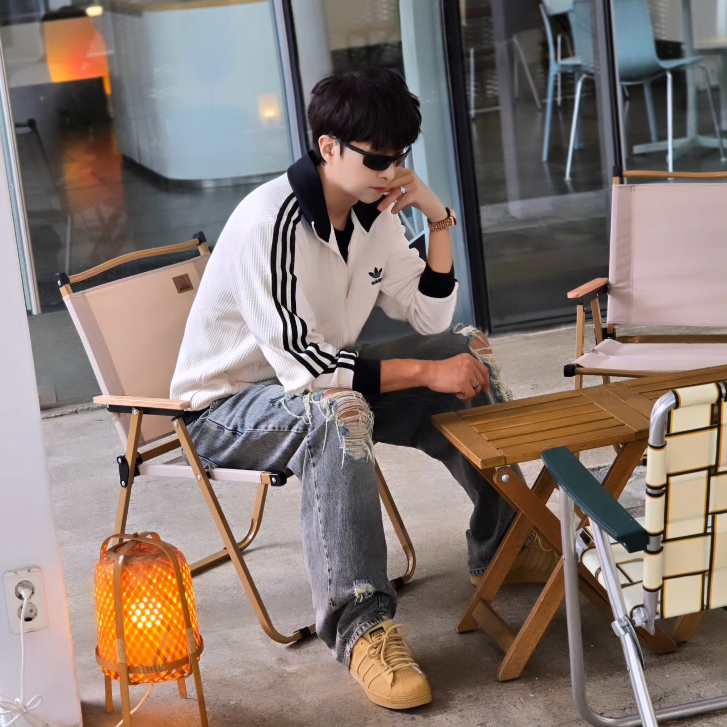 Adidas Waffle Beckenbauer Track Top Wonder White - KR Sizing, Samsung Galaxy Watch6 44mm LTE Silver (Korean Ver.) 착용 스타일 - 8