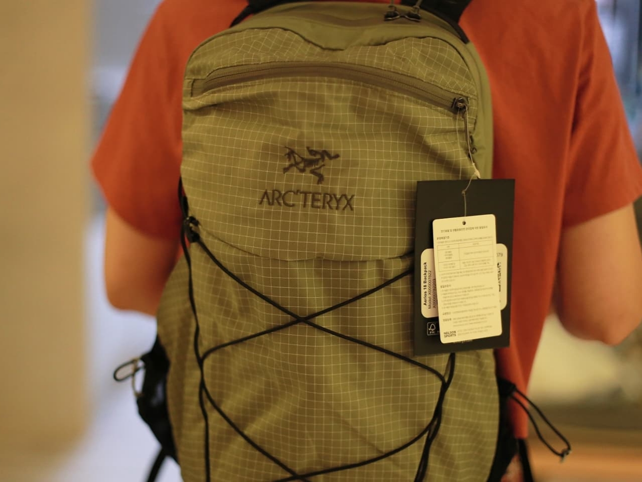 Arc'teryx Aerios 18 Backpack Chloris Forage, Arc'teryx Aerios 18 Backpack Black 착용 스타일 - 1
