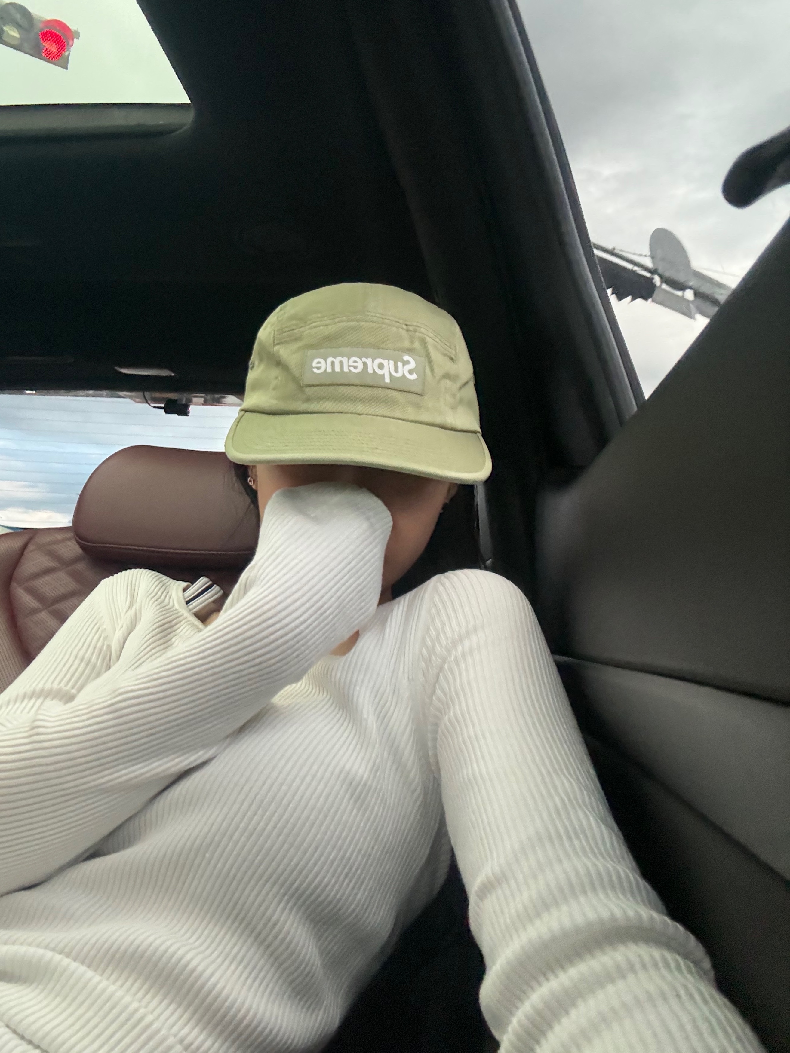 Supreme Washed Chino Twill Camp Cap Light Olive - 24SS 착용 스타일