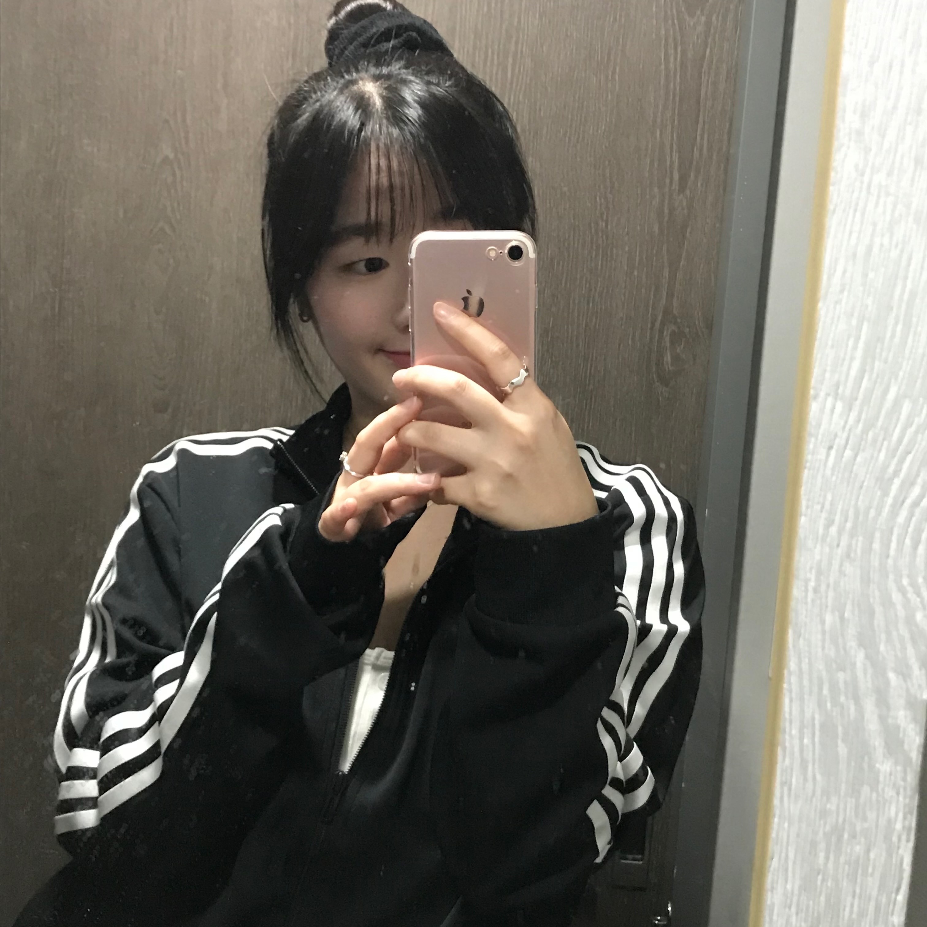 Adidas 3S Regular Fit Double Knit Track Top Black White - KR Sizing 착용 스타일 - 1