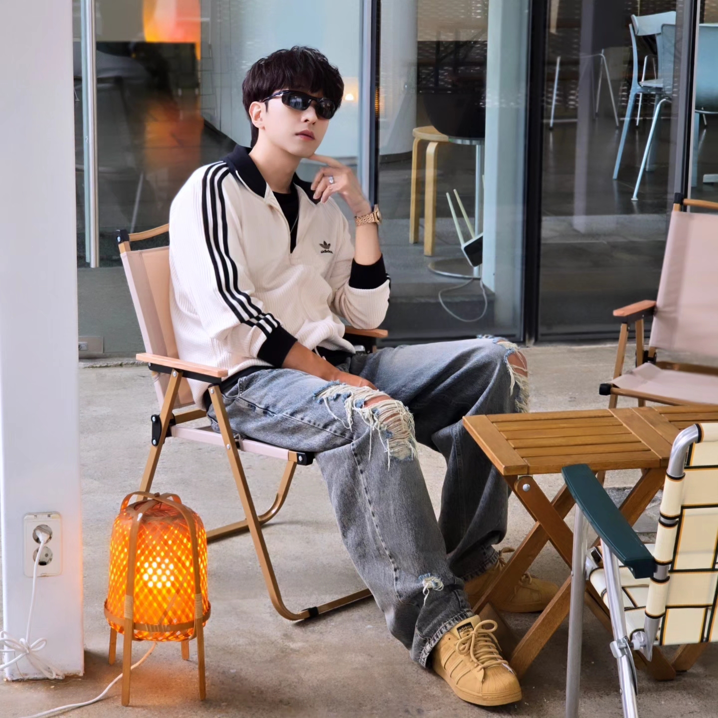 Adidas Waffle Beckenbauer Track Top Wonder White - KR Sizing, Samsung Galaxy Watch6 44mm LTE Silver (Korean Ver.) 착용 스타일 - 10