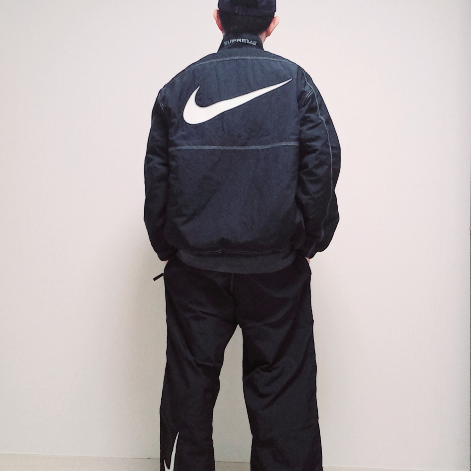 Supreme x Nike Ripstop Pullover Black - 24SS, Supreme x Nike Ripstop Track Pants Black - 24SS 착용 스타일 - 2