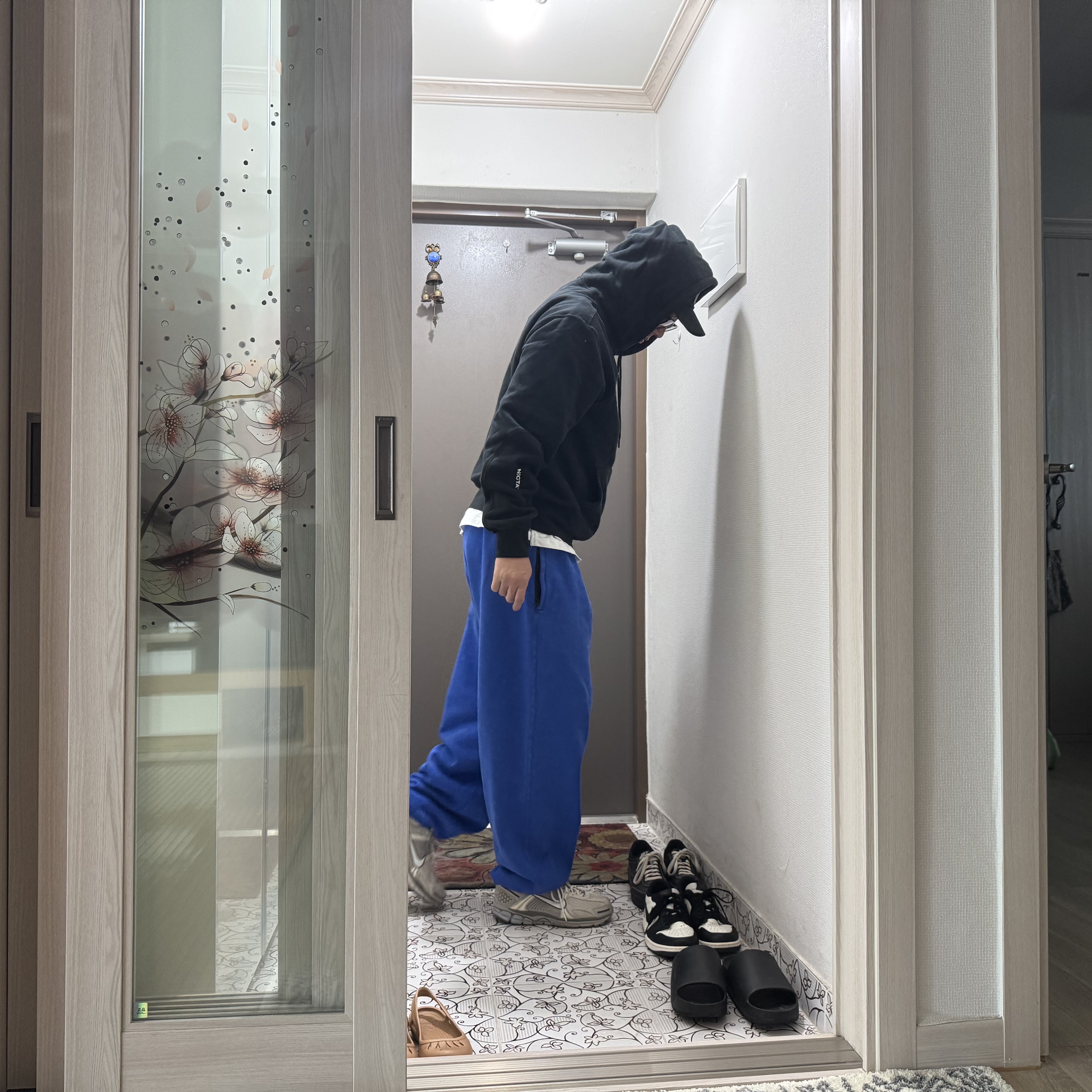 Nike x Stussy NRG Acid Washed Fleece Pants Game Royal (DR4025-480), Nike Zoom Vomero 5 SE Light Orewood Brown 착용 스타일 - 1