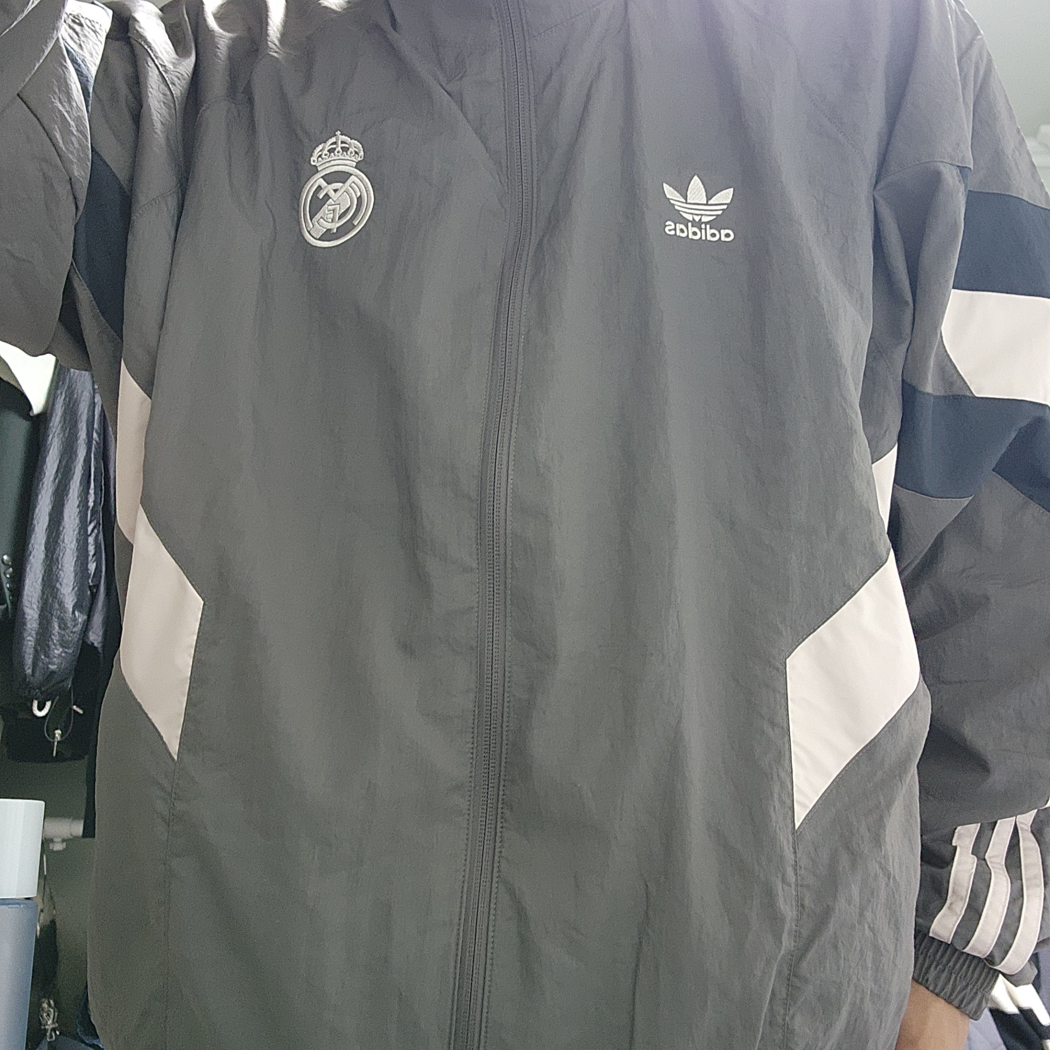 Adidas Real Madrid Originals Track Top Charcoal Grey - KR Sizing 착용 스타일