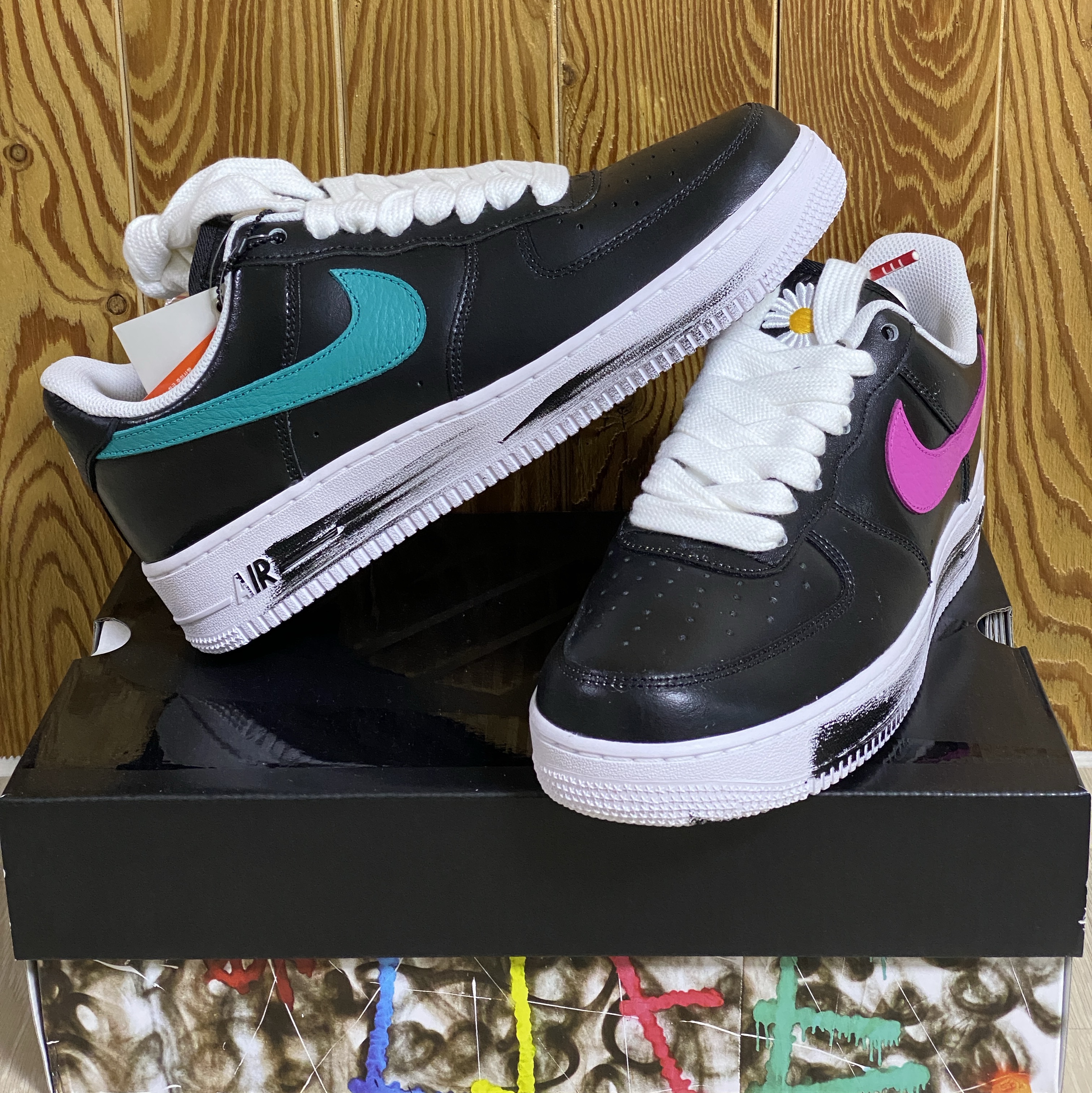 Nike x Peaceminusone Air Force 1 Low Para-Noise 3.0 Black and Multicolor 착용 스타일