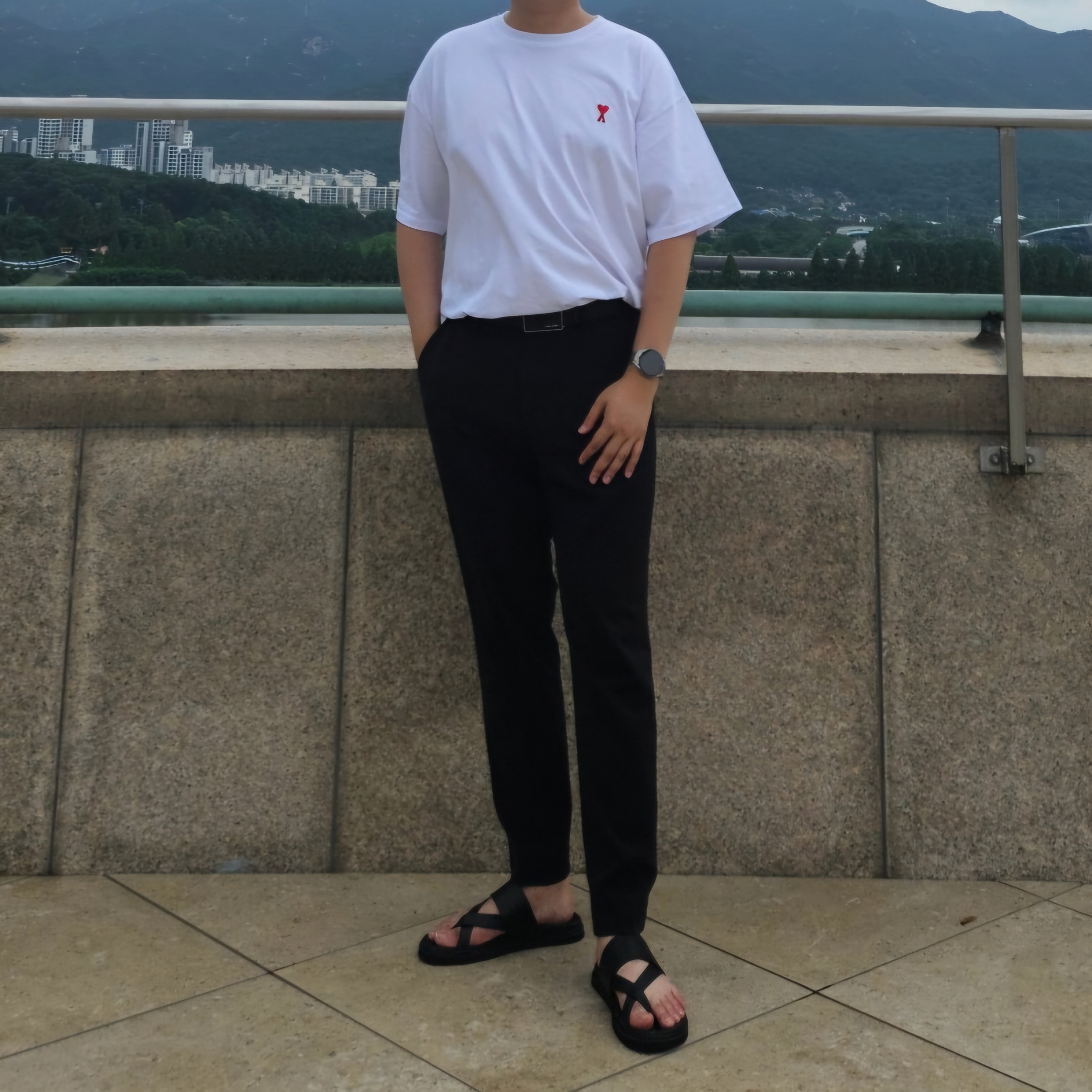 Zara Wool Suit Pants Black, AMI de Coeur T-Shirt White 착용 스타일