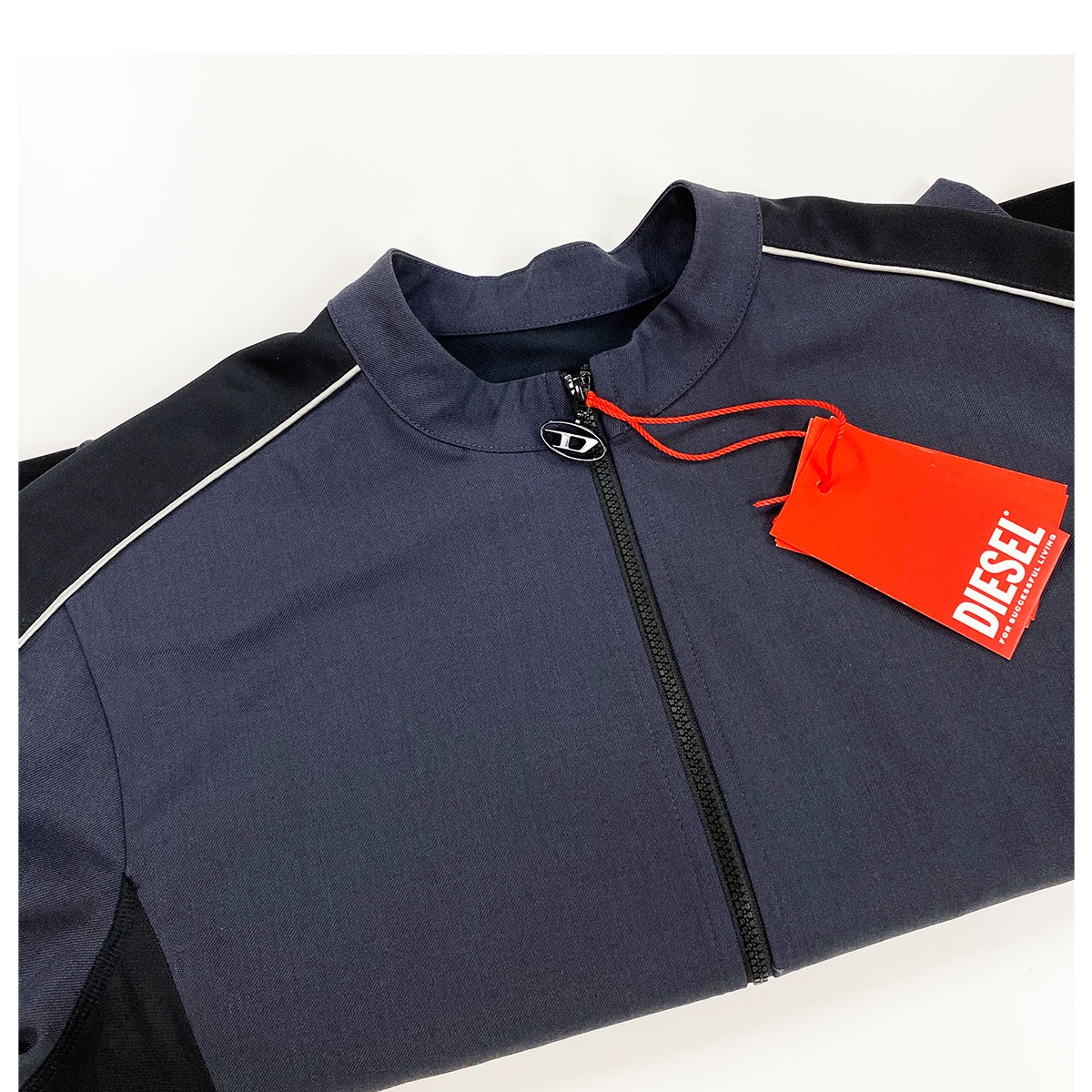 (W) Diesel Racer Jacket Double Knit and Wool Blend Black Grey 착용 스타일 - 1