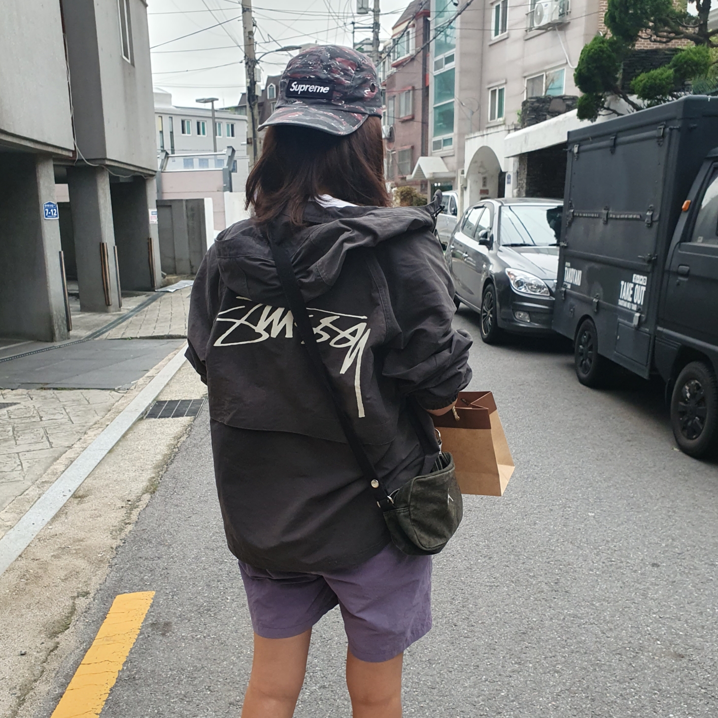 Supreme Military Camp Cap Red Tiger - 24SS, Stussy Wave Dye Beach Shell Jacket Black 착용 스타일 - 2
