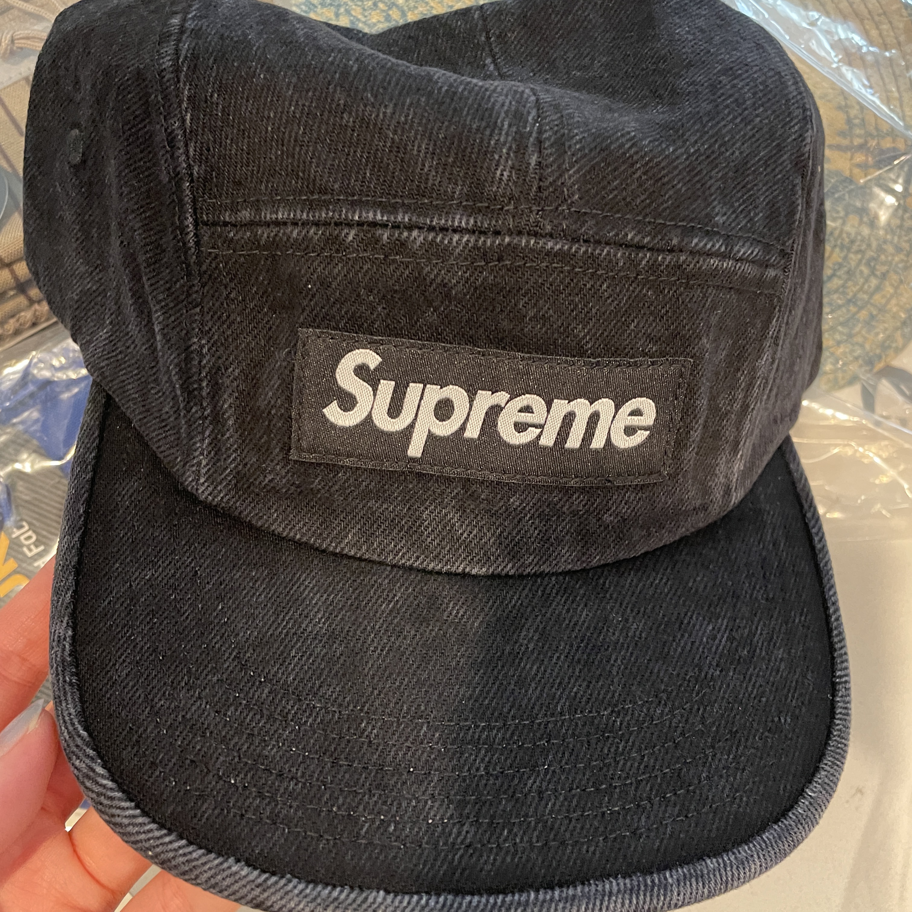 Supreme Denim Camp Cap Black - 24FW, Supreme Denim Camp Cap Snake - 24FW 착용 스타일 - 2