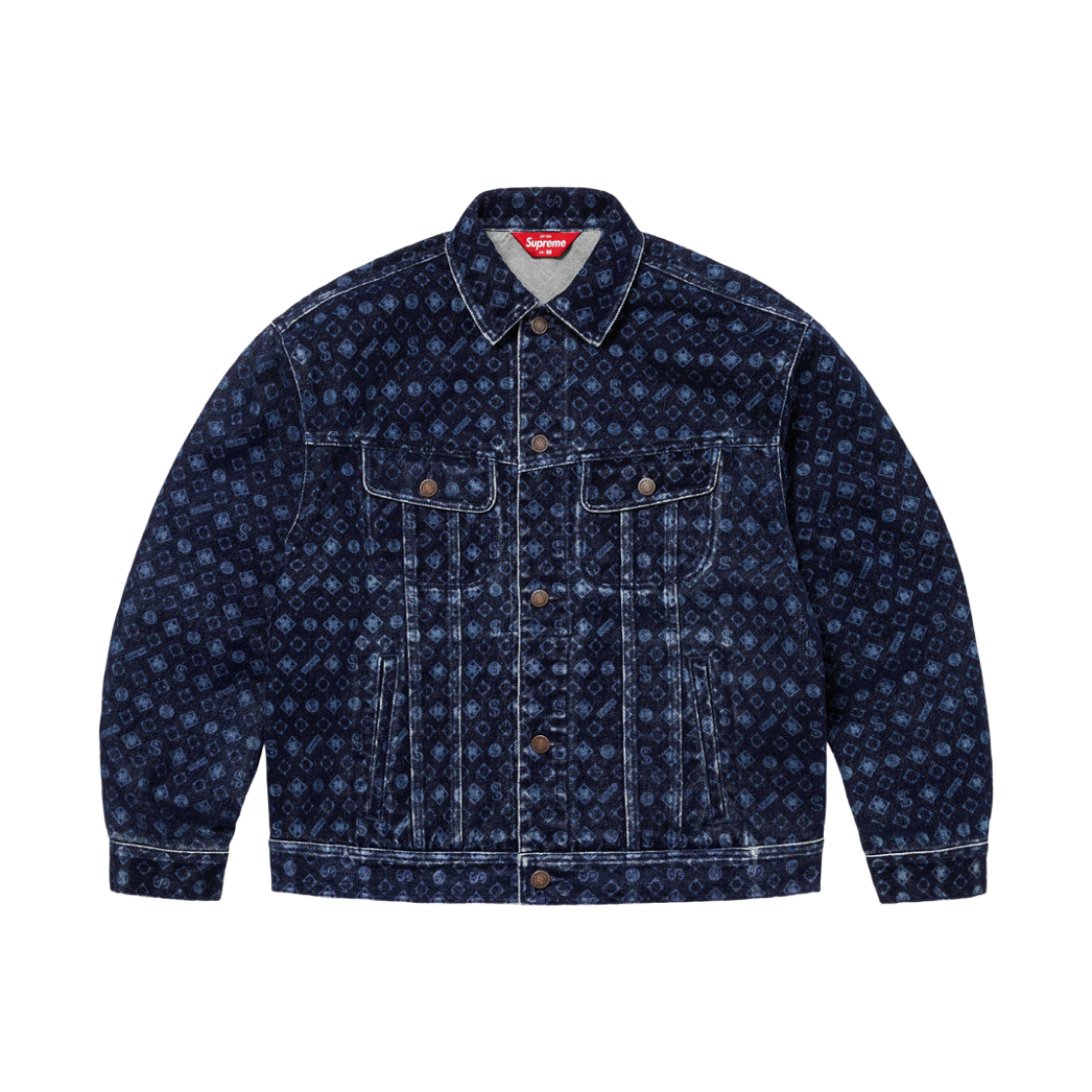 Supreme Flocked Denim Trucker Jacket Blue - 24FW 상세 이미지 1