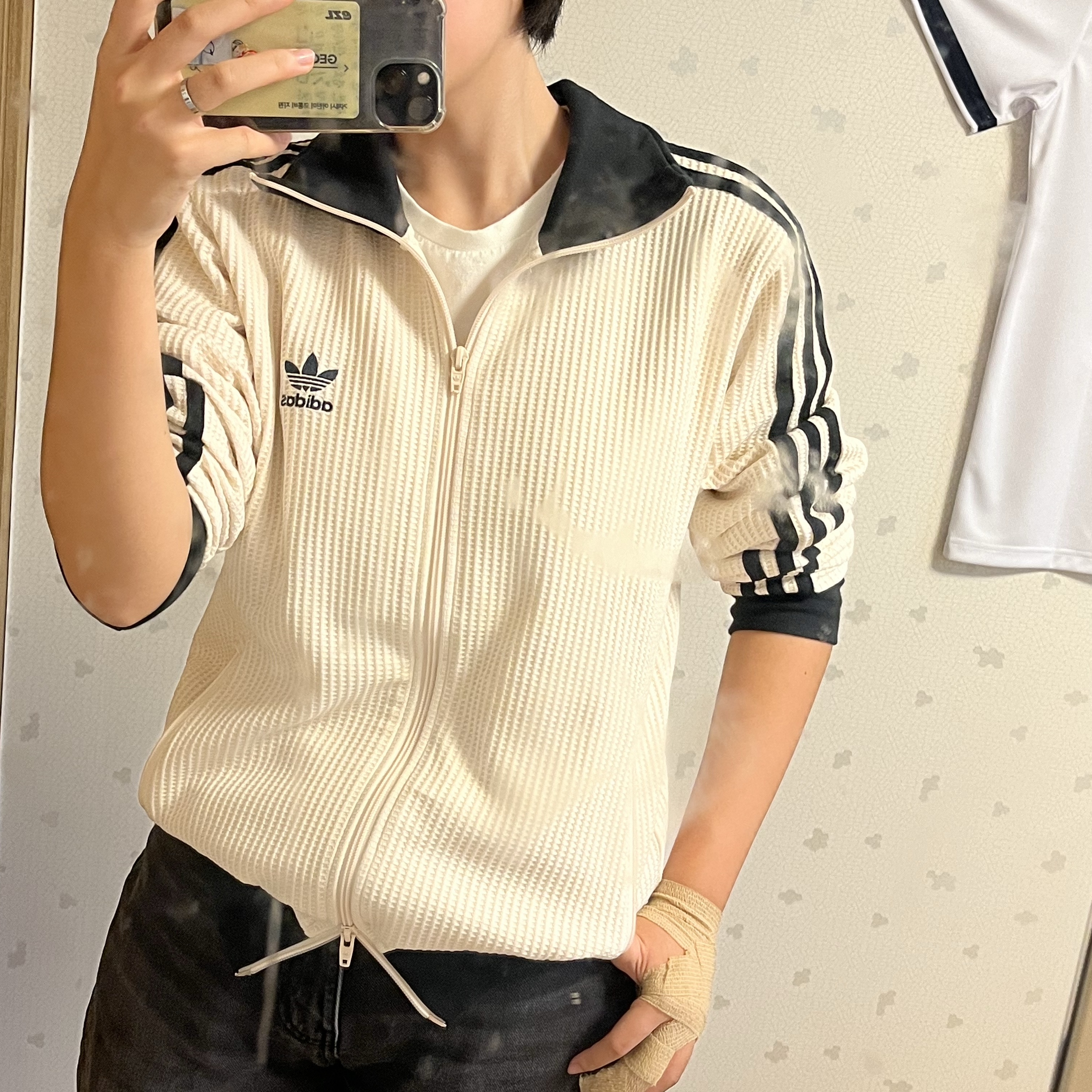 Adidas Waffle Beckenbauer Track Top Wonder White - KR Sizing 착용 스타일