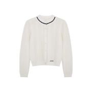 Shushu/Tong Women Collar Embellished Cardigan White Black - 24FW