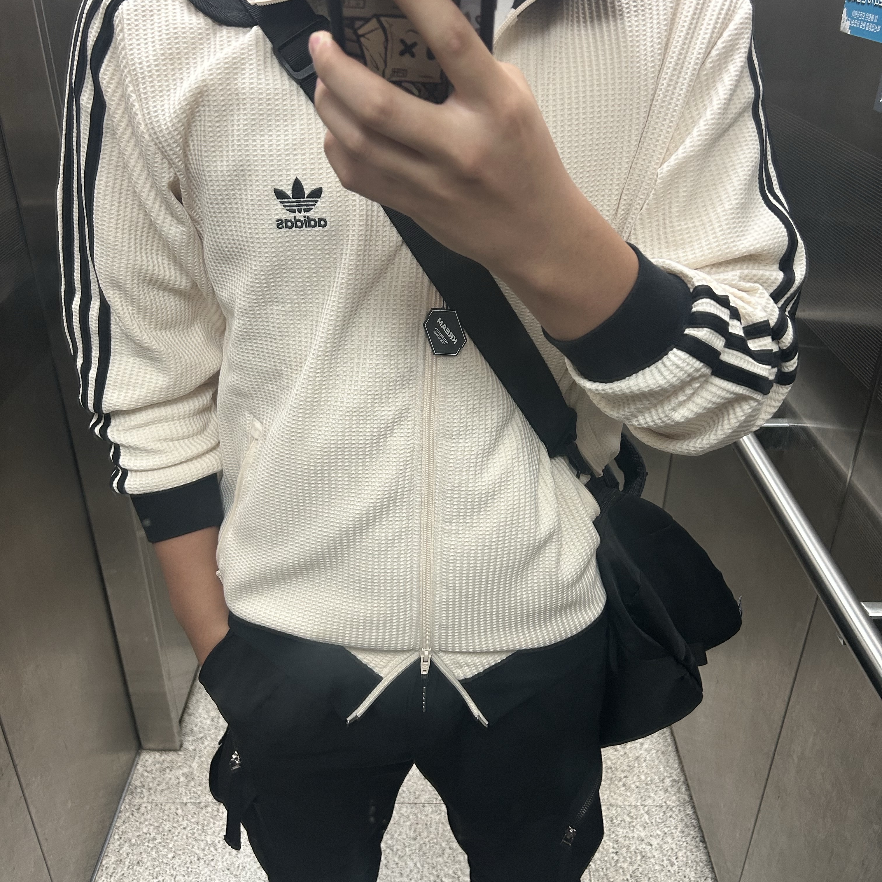Adidas Waffle Beckenbauer Track Top Wonder White - KR Sizing 착용 스타일