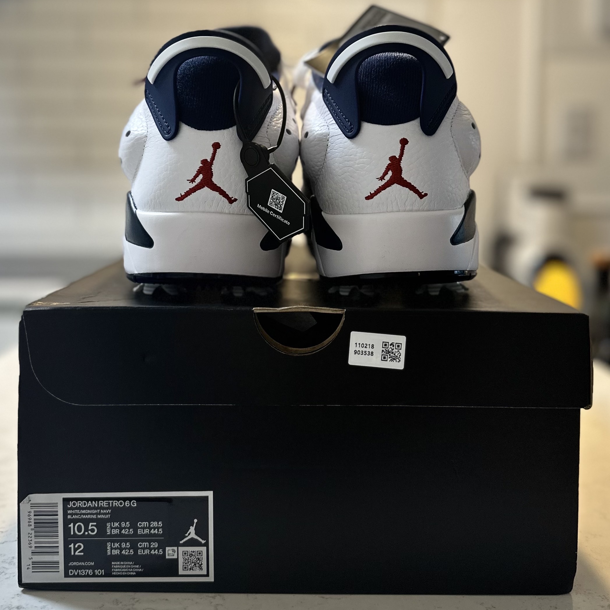 Jordan 6 Retro Low Golf Varsity Red Mignight Navy 착용 스타일 - 3
