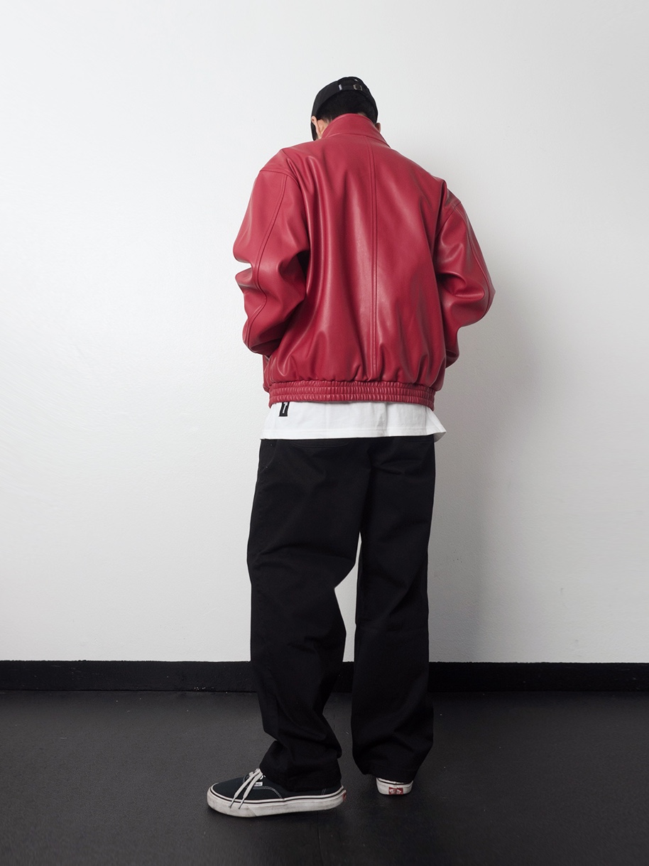 QT8 Garments TL Synthetic Leather Hidden Jacket Red, QT8 GARMENTS BN I.T Logo Ball Cap Black 착용 스타일 - 2