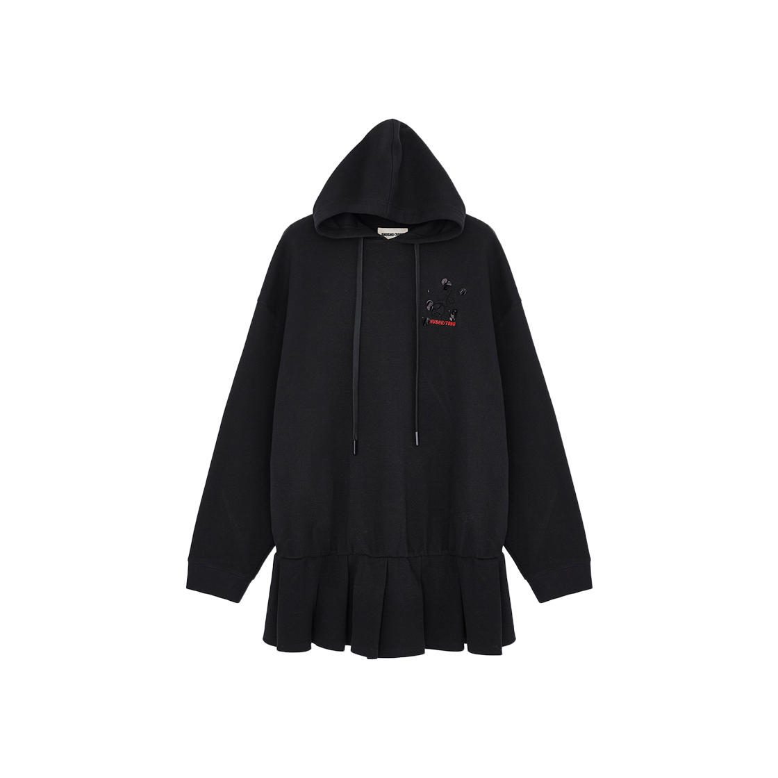 KW4DDR1SH14BK Shushu/Tong Women 3D Rose Hoodie Dress Black - 24FW