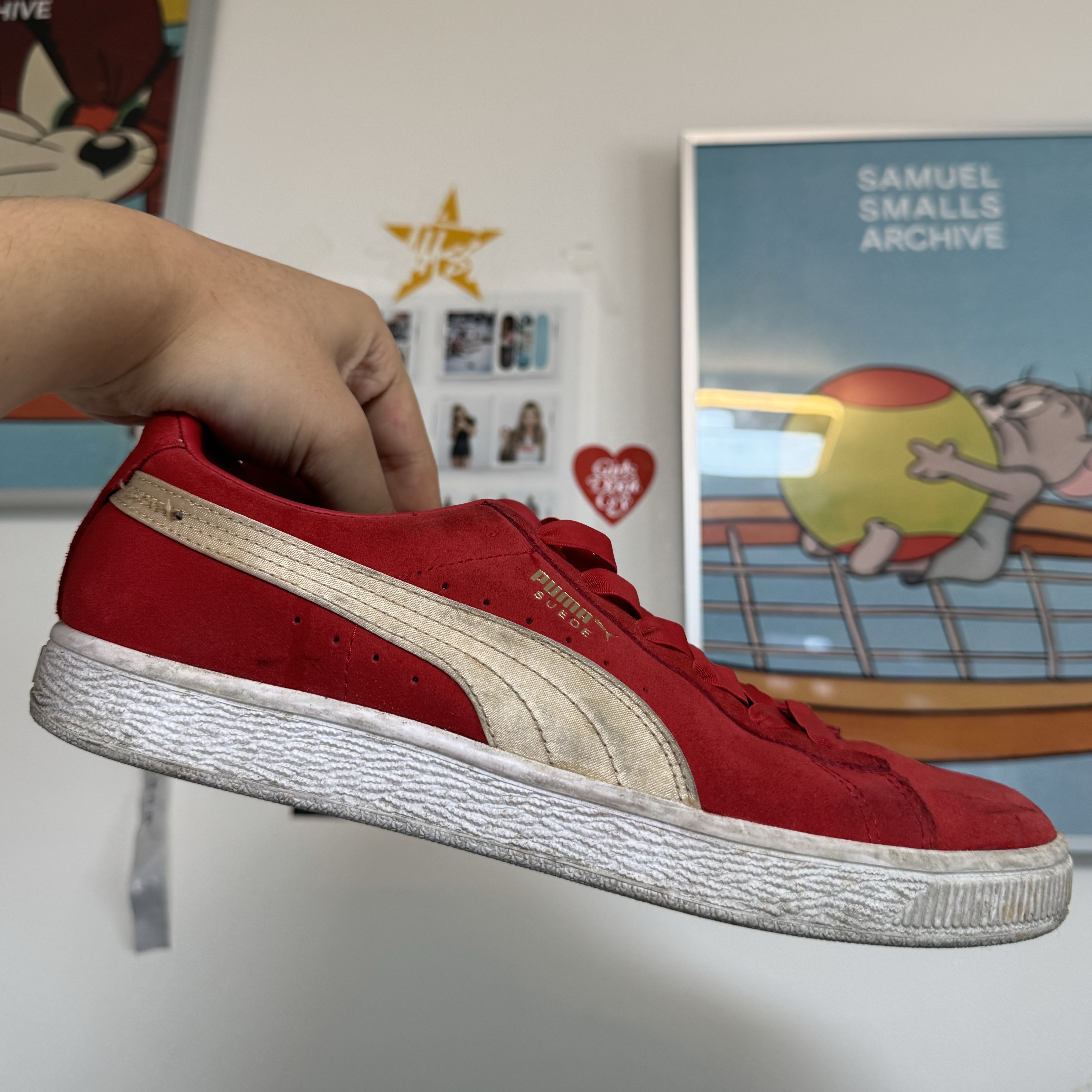 Puma Suede Classic+ Team Regal Red White 착용 스타일