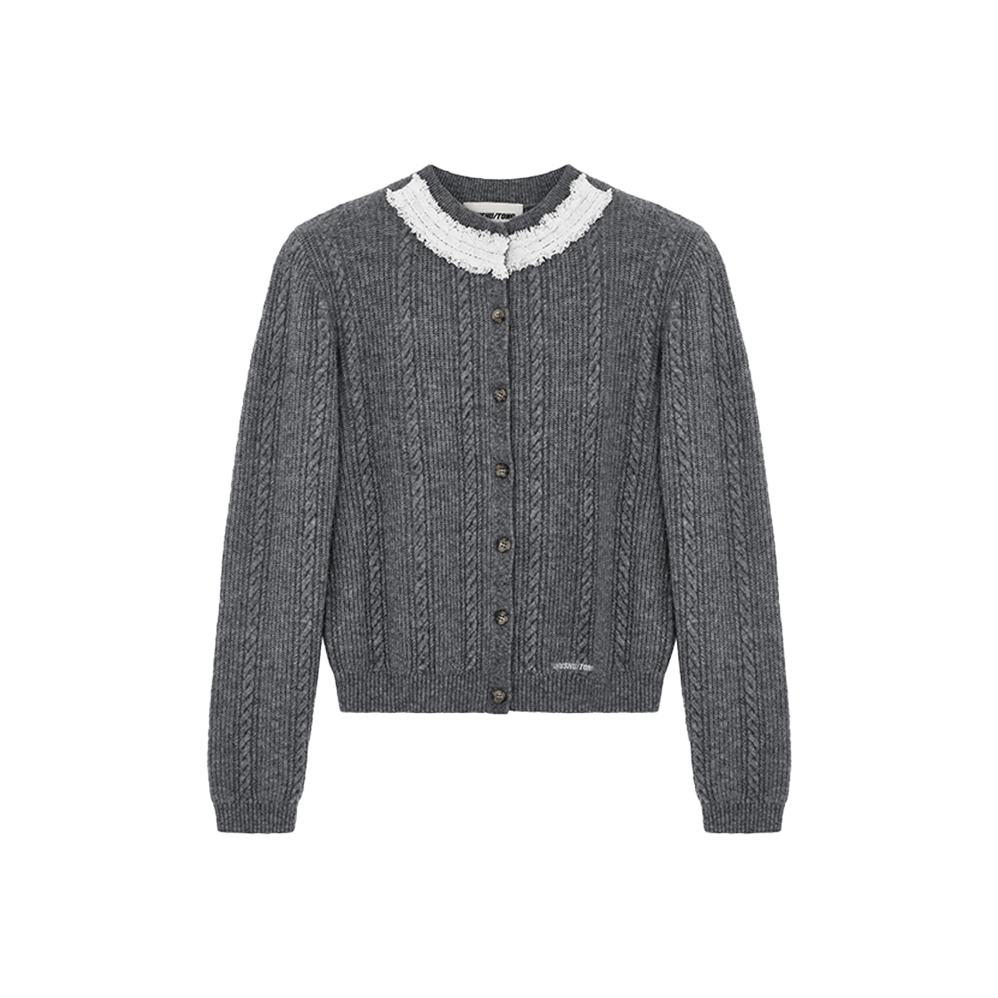 슈슈통 우먼 칼라 엠벨리시드 가디건 그레이 - 24FW