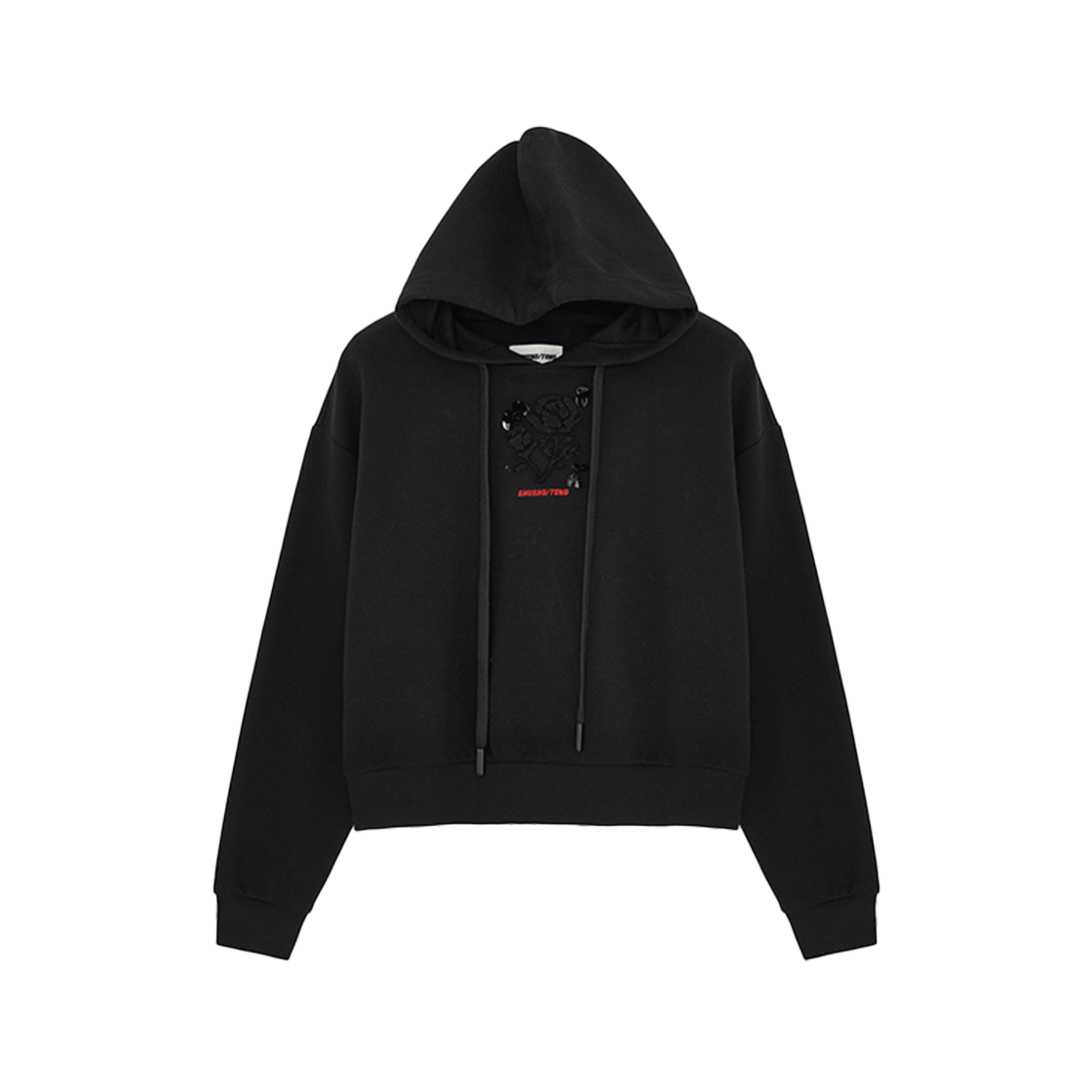 슈슈통 우먼 스테레오 로즈 엠벨리시드 후디 블랙 - 24FW