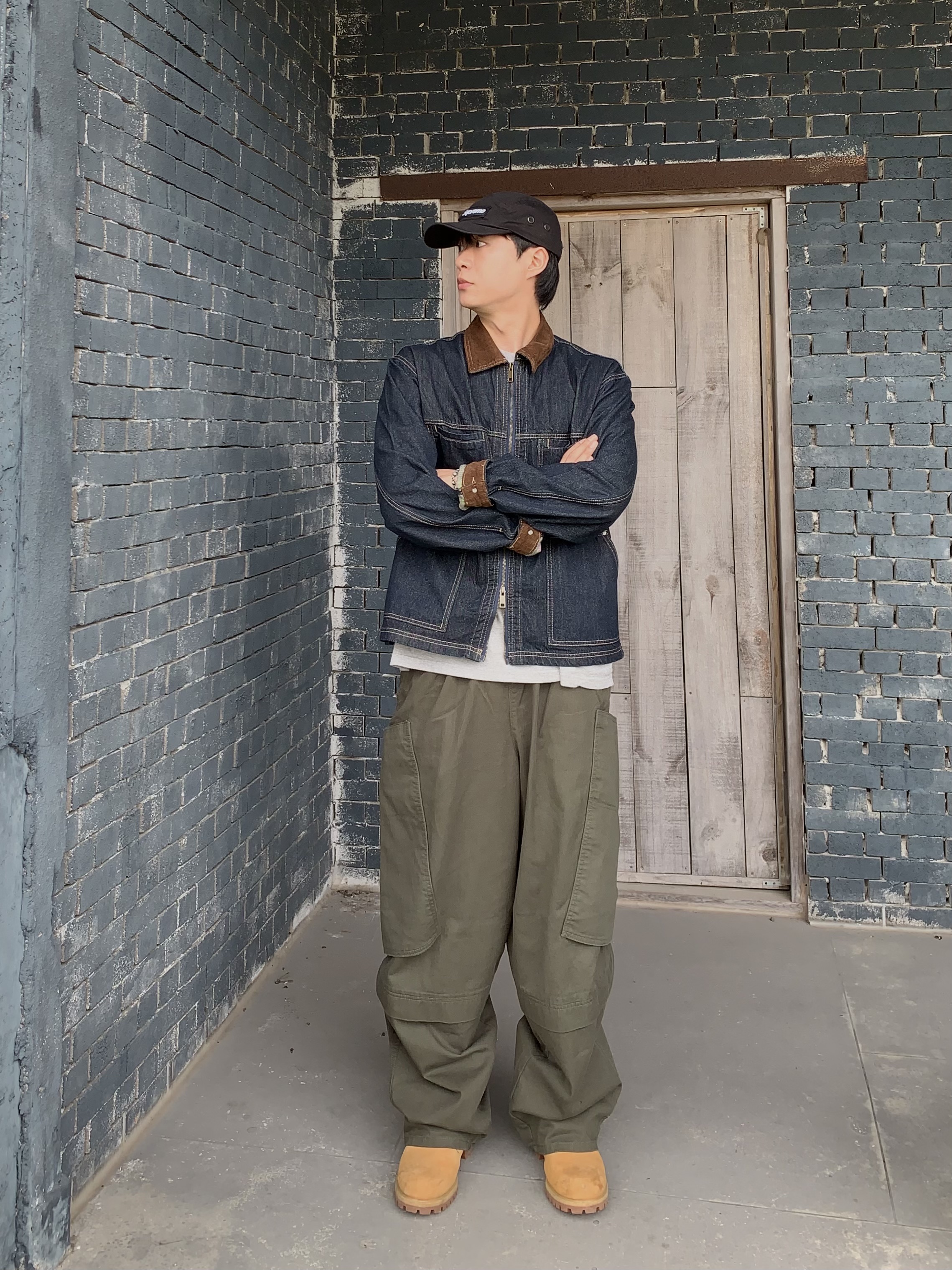 Timberland Premium 6 inch Waterproof Boot Wheat Nubuck - Wide, Supreme Military Camp Cap Black - 22FW 착용 스타일 - 7
