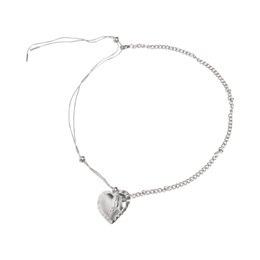 AJ024 Aloi Blackletter Heart Necklace Silver