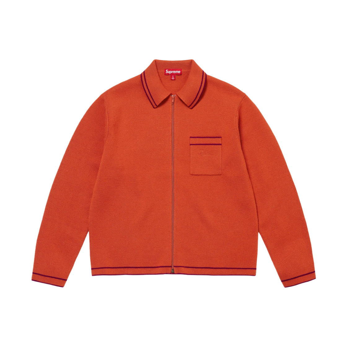 Supreme Zip Up Polo Sweater Burnt Orange - 24FW 상세 이미지 1