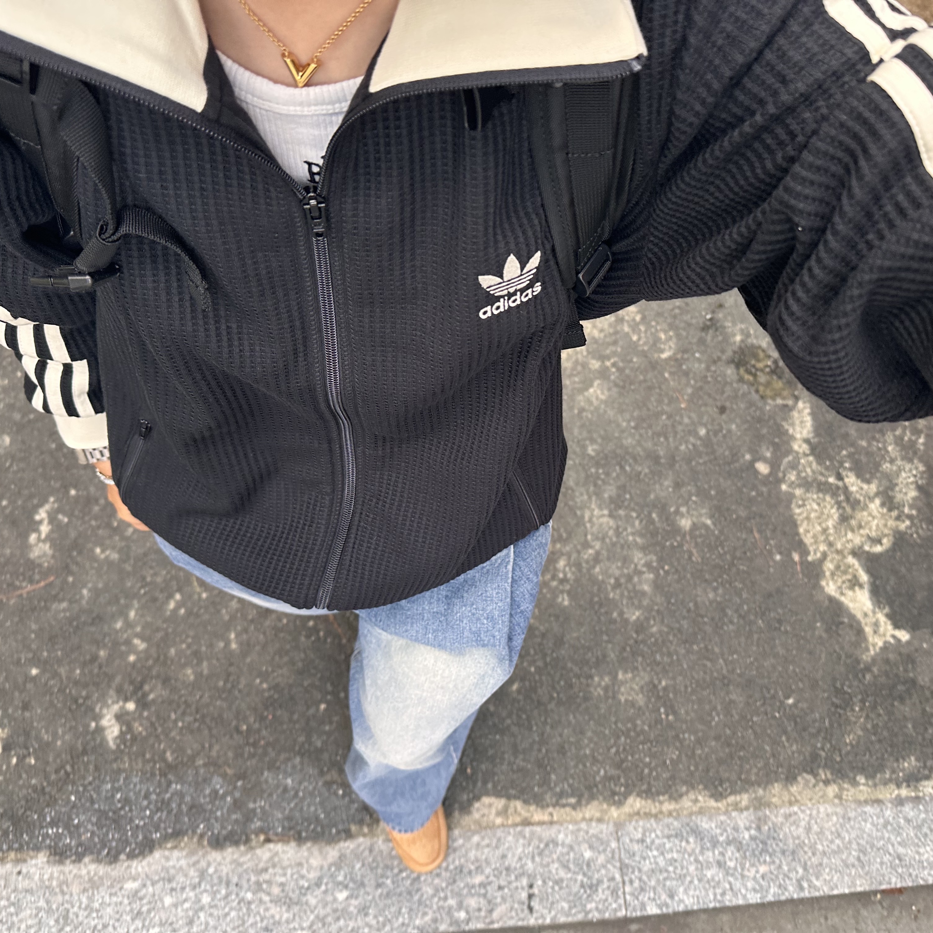 (W) Nike Air Force 1 '07 WB Flax Wheat, Adidas Waffle Beckenbauer Track Top Black - KR Sizing 착용 스타일