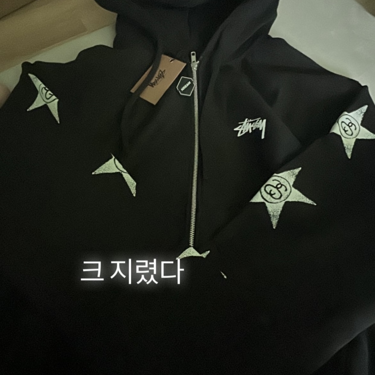 Stussy Stars Zip Hoodie Black 착용 스타일