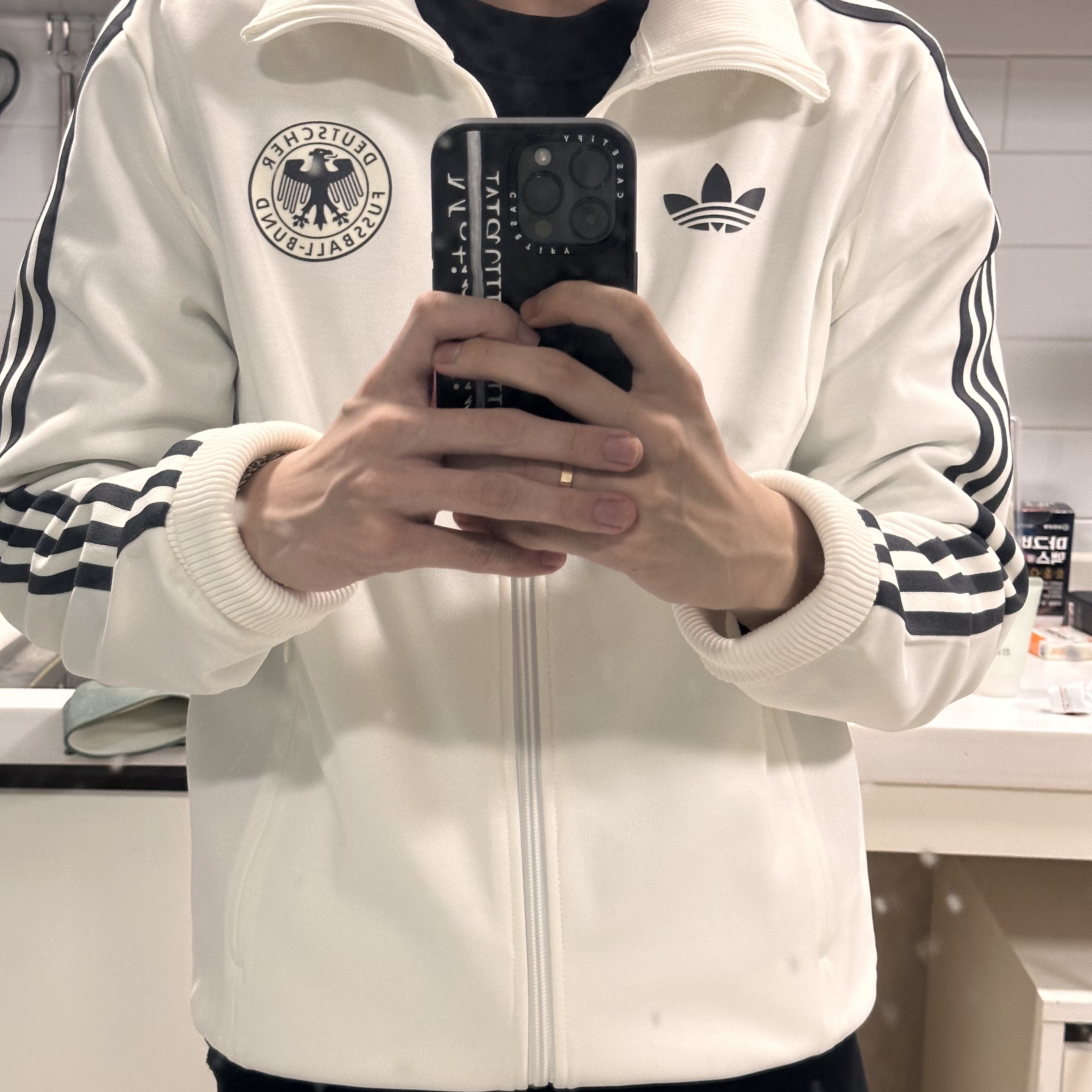 Adidas German Beckenbauer Track Top Off White - KR Sizing 착용 스타일