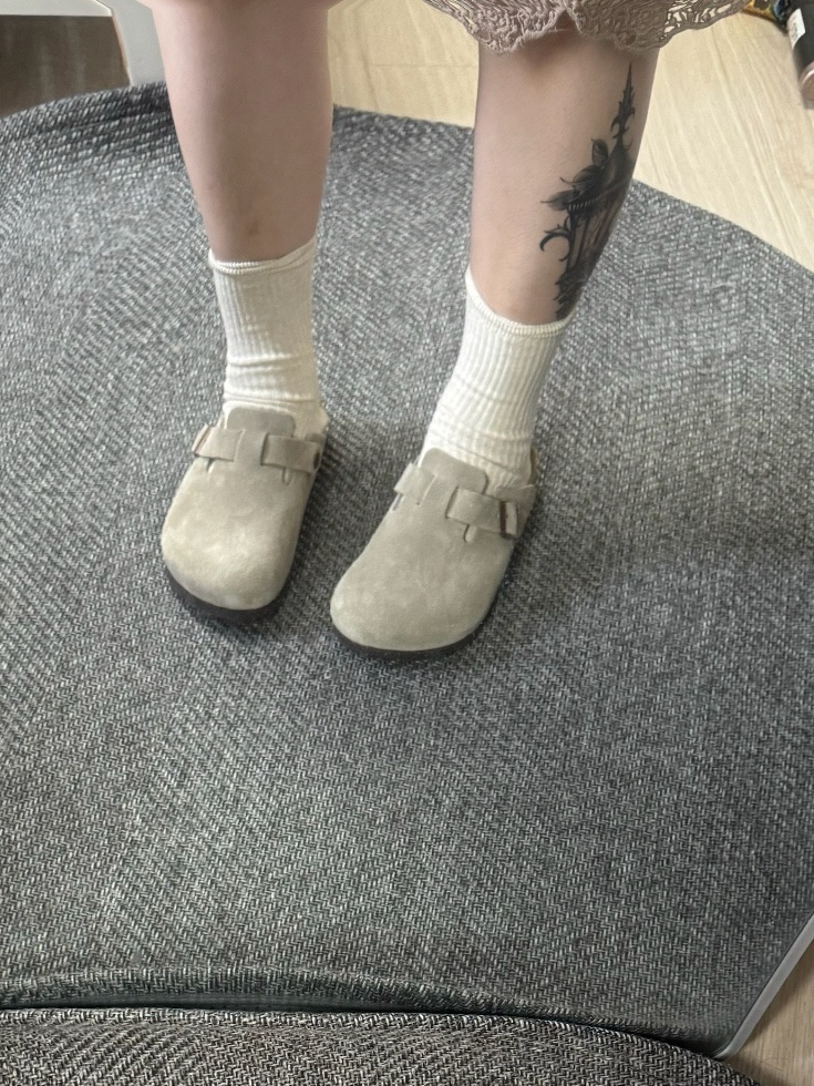 Birkenstock Boston Soft Footbed Taupe - Regular 착용 스타일 - 3