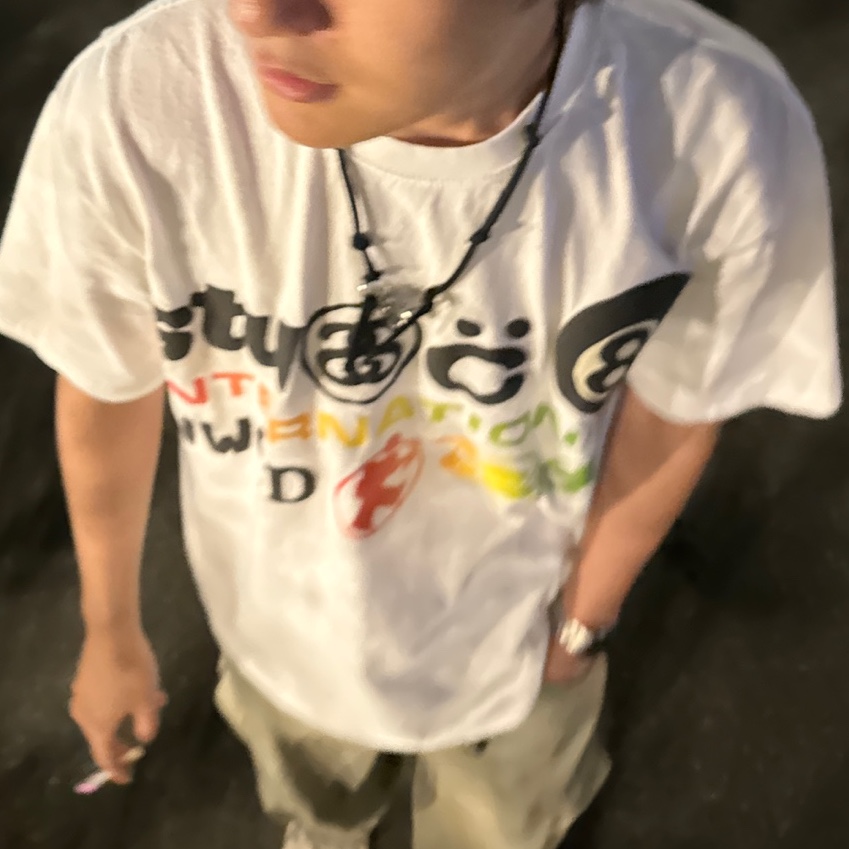 Stussy x Cactus Plant Flea Market International T-Shirt White 착용 스타일 - 2