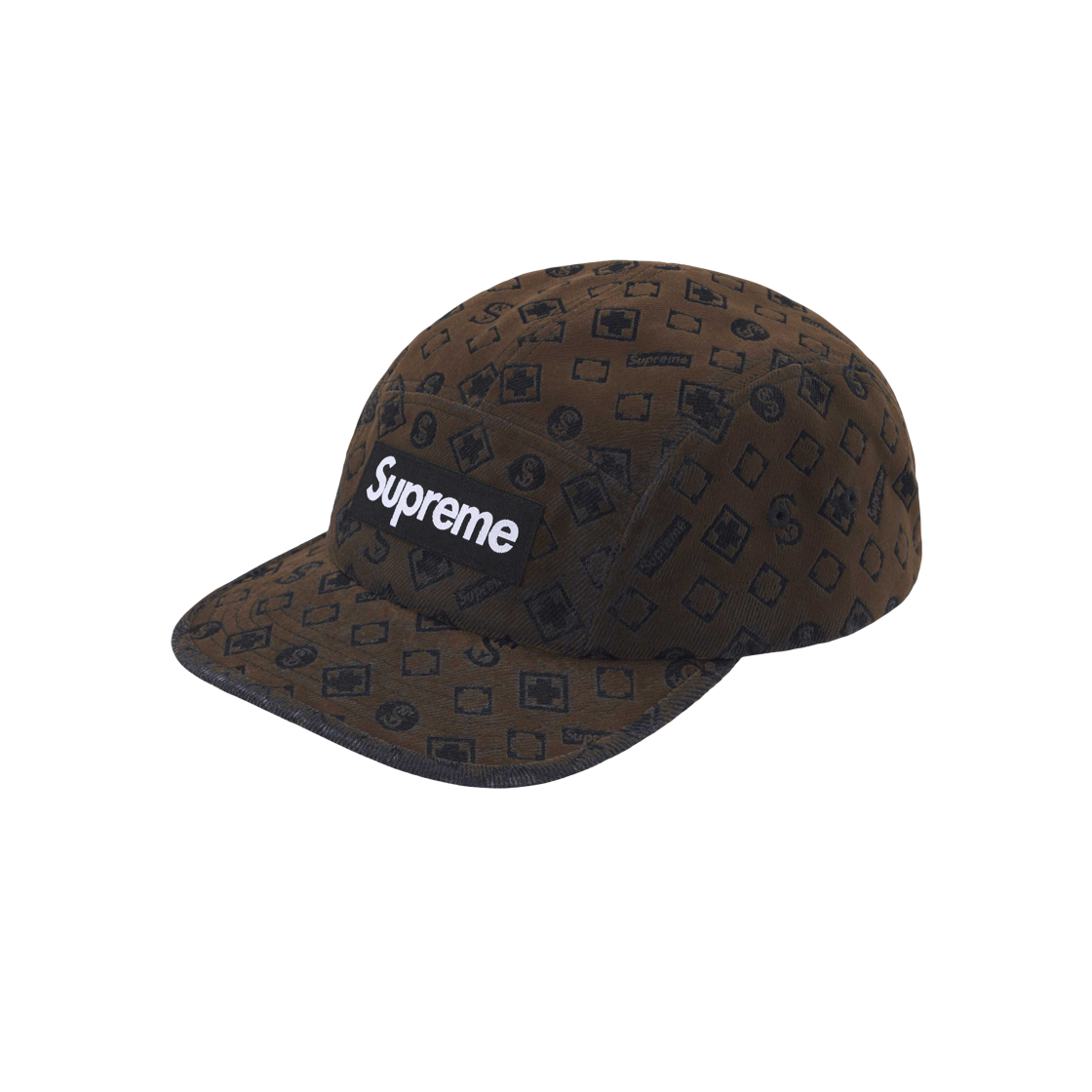 Supreme Flocked Denim Camp Cap Black - 24FW 상세 이미지 1