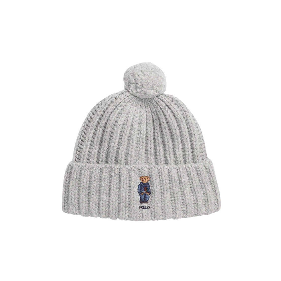 [30%적립] 폴로 랄프 로렌 우먼 폴로 베어 립 폼폼 비니 햇 그레이 - 24FW([30%적립] Polo Ralph Lauren Women Polo Bear Rib Pom Pom Beanie Hat Grey - 24FW)