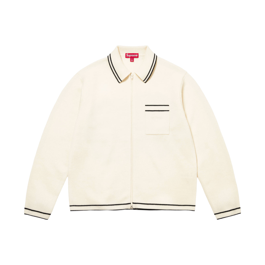 Supreme Zip Up Polo Sweater White - 24FW 상세 이미지 1