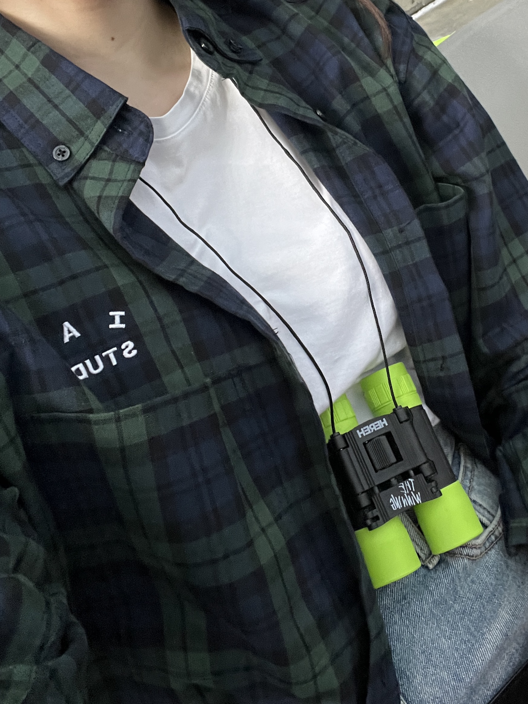 IAB Studio Blackwatch Tartan Shirt Blue Green, IU 2024 IU H.E.R. Reusable Bag Multi 착용 스타일 - 2