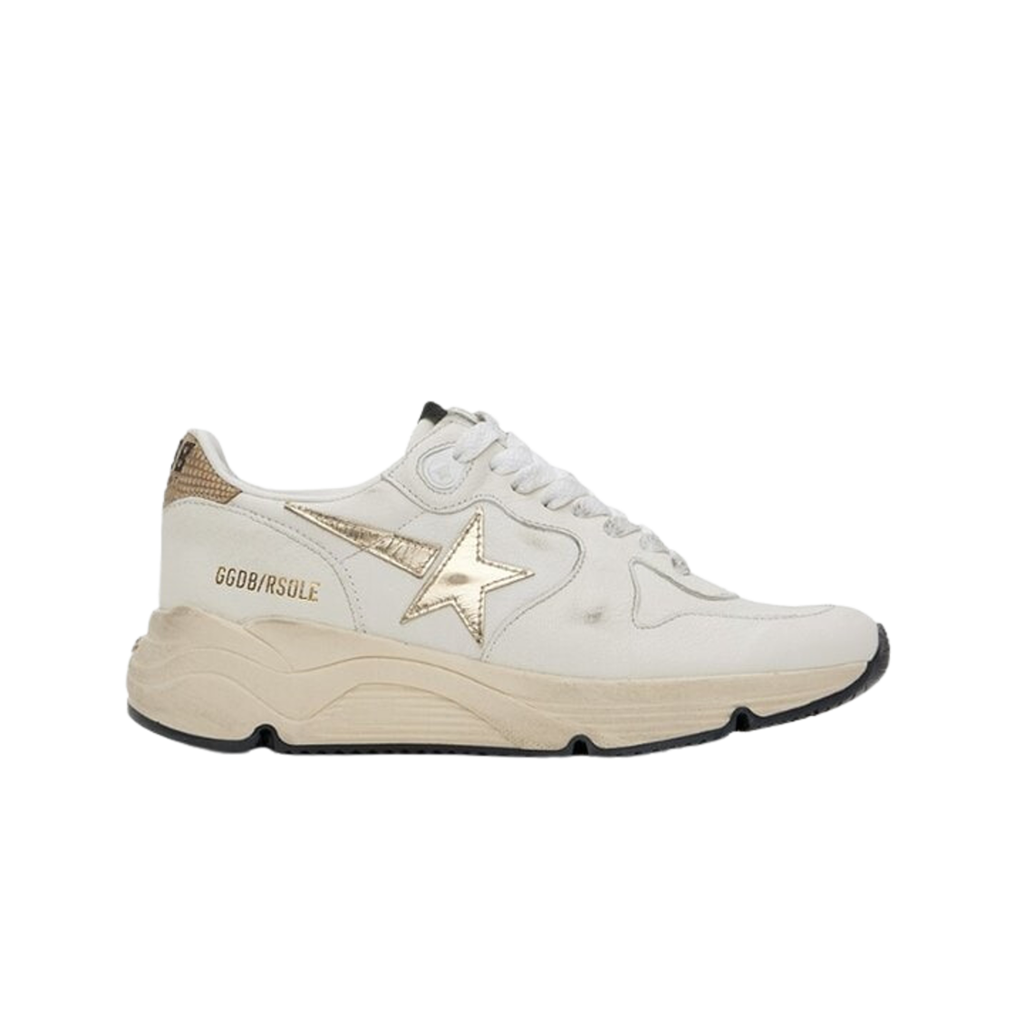GWF00126-F006129-10834 (W) Golden Goose Running Sole Sneakers White Gold