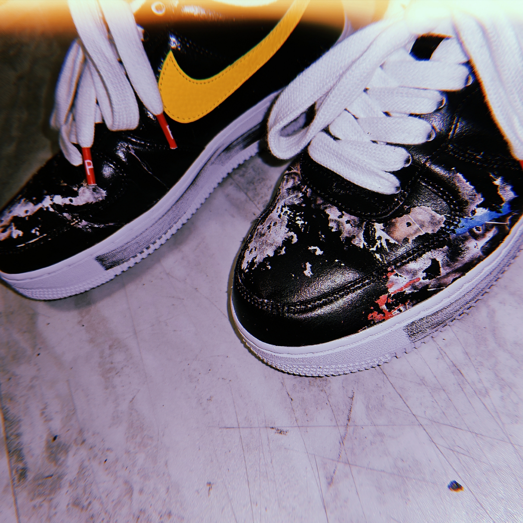 Nike x Peaceminusone Air Force 1 Low Para-Noise 3.0 Black and Multicolor 착용 스타일