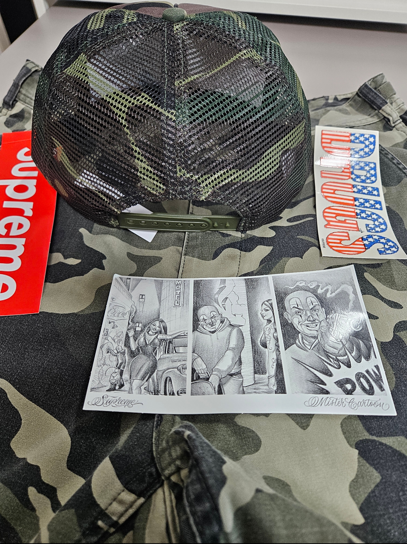 Supreme Underline Mesh Back 5-Panel Woodland Camo - 24FW 착용 스타일 - 3