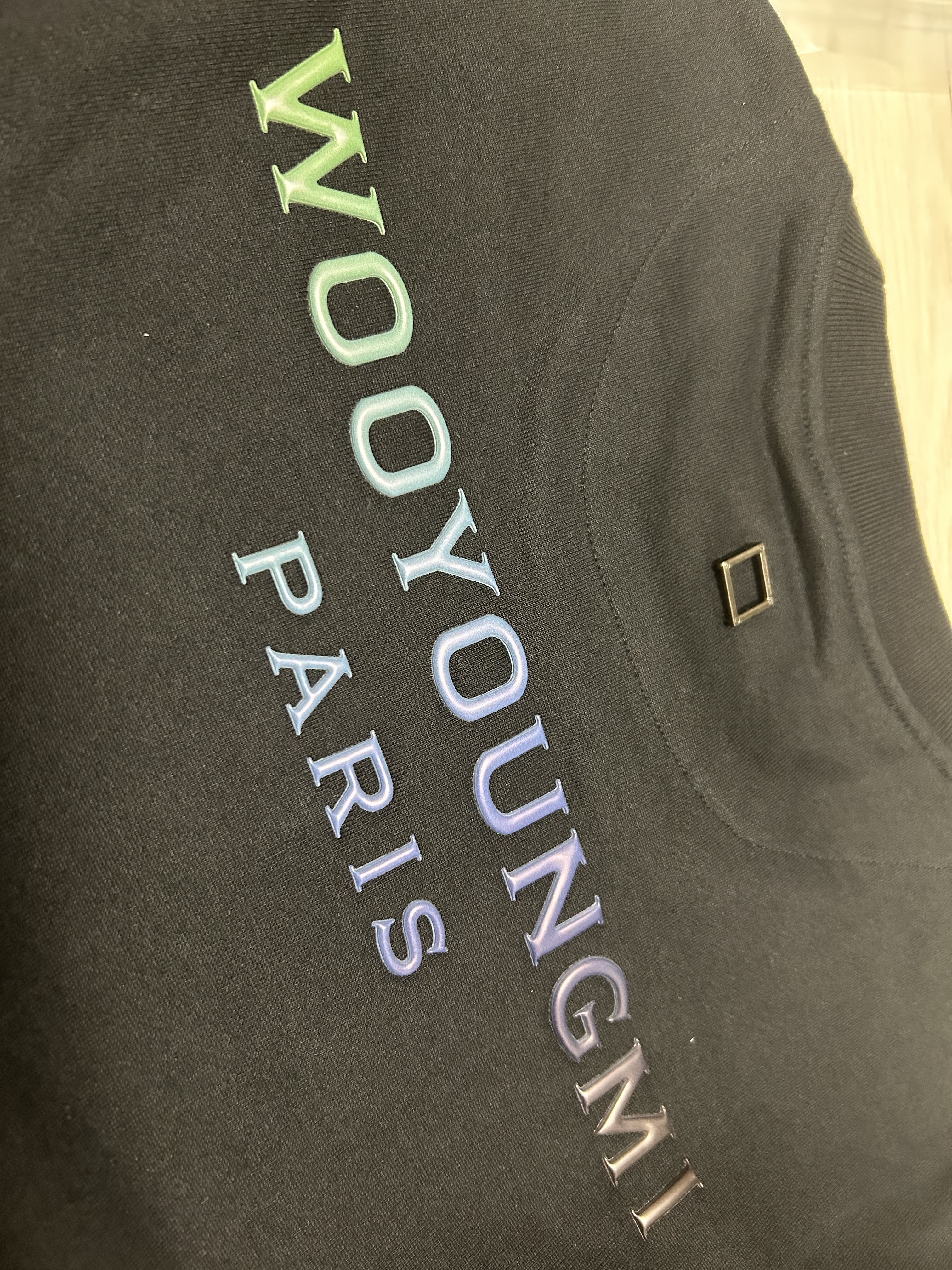 Wooyoungmi Gradient Embossed Back Logo SweatShirt Black - 24SS 착용 스타일