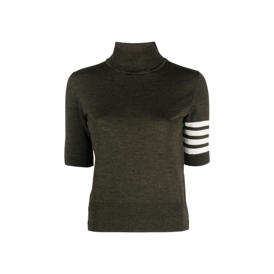 (W) Thom Browne Fine Merino 4-Bar Relaxed Short Sleeve Turtleneck Dark Green 상세 이미지 1