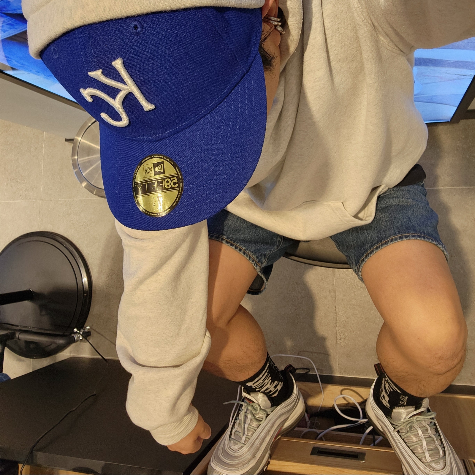 Nike Air Max 97 OG Silver Bullet 2022, IAB Studio Hoodie Light Gray 착용 스타일