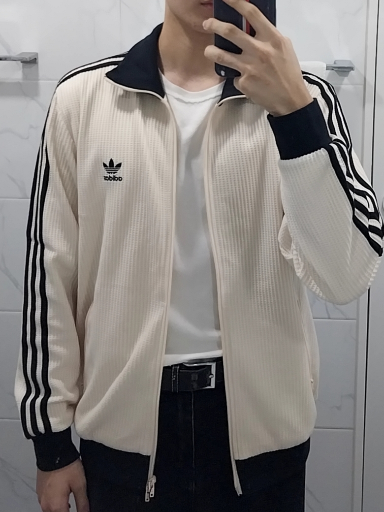 Adidas Waffle Beckenbauer Track Top Wonder White - KR Sizing 착용 스타일 - 2