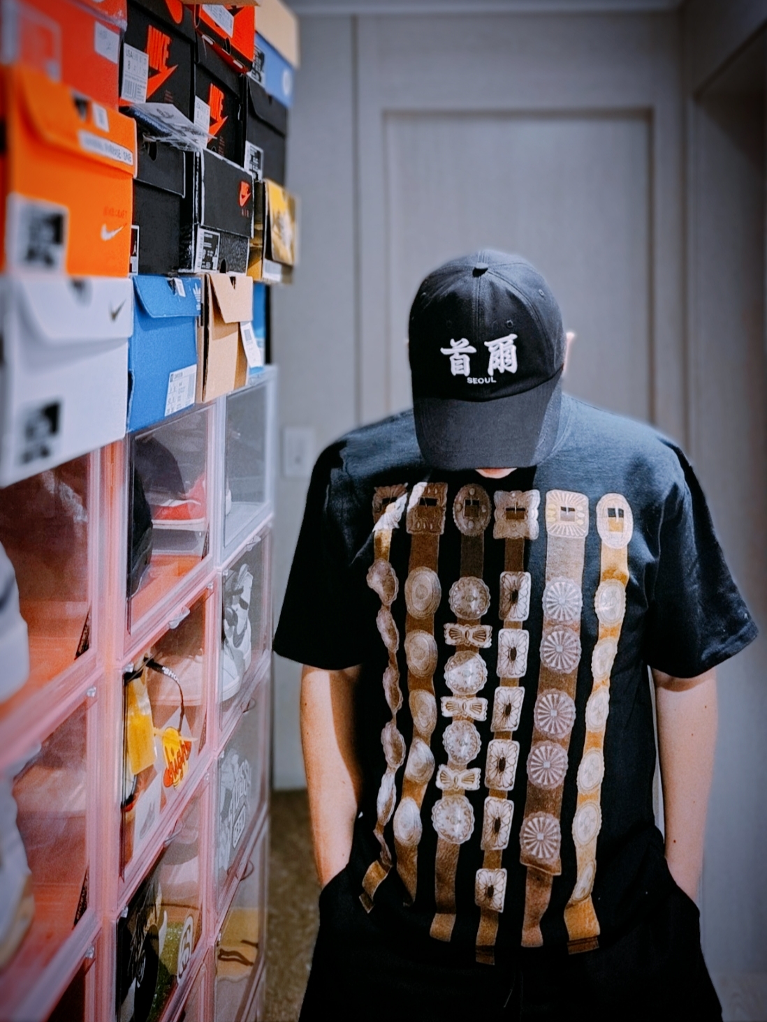 Kapital 20 Crew T-Shirt Black 착용 스타일