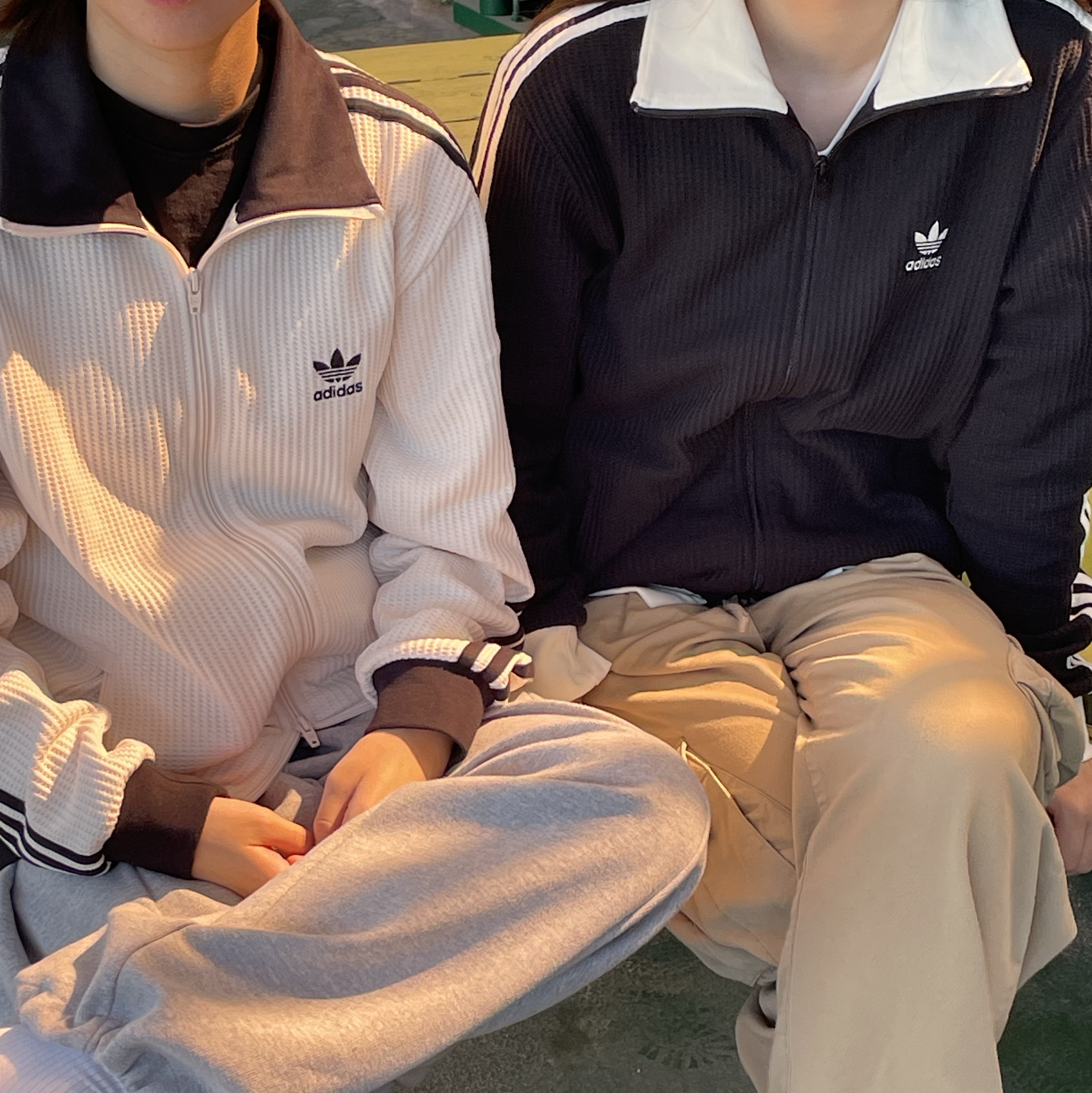 Adidas Waffle Beckenbauer Track Top Wonder White - KR Sizing, Adidas Waffle Beckenbauer Track Top Black - KR Sizing 착용 스타일