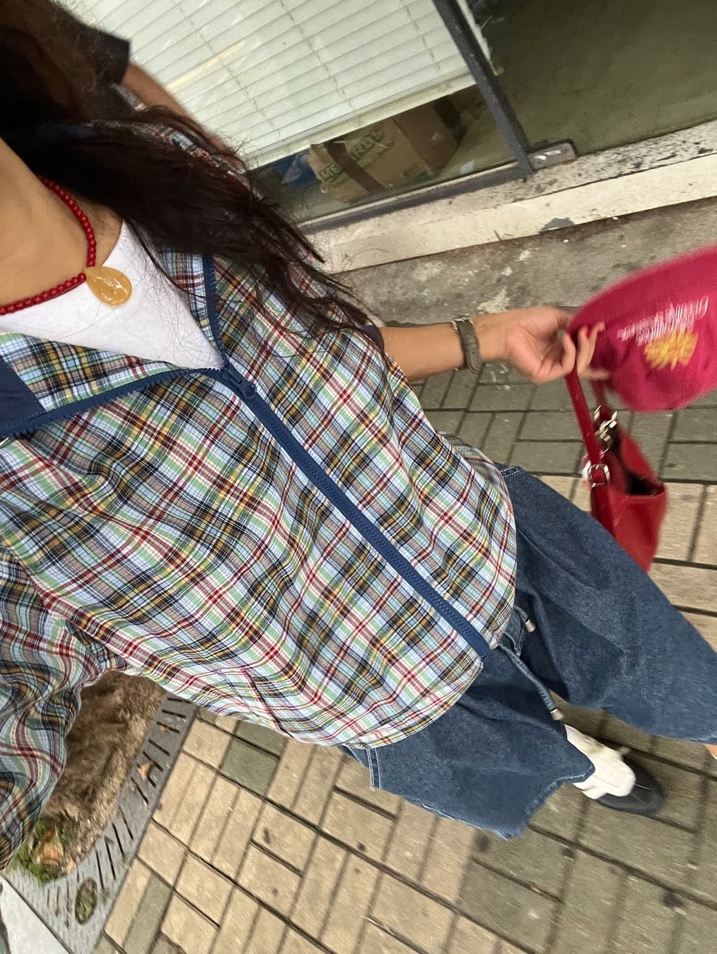 HS x Hank Relaxed Fit Cap Red 착용 스타일 - 3