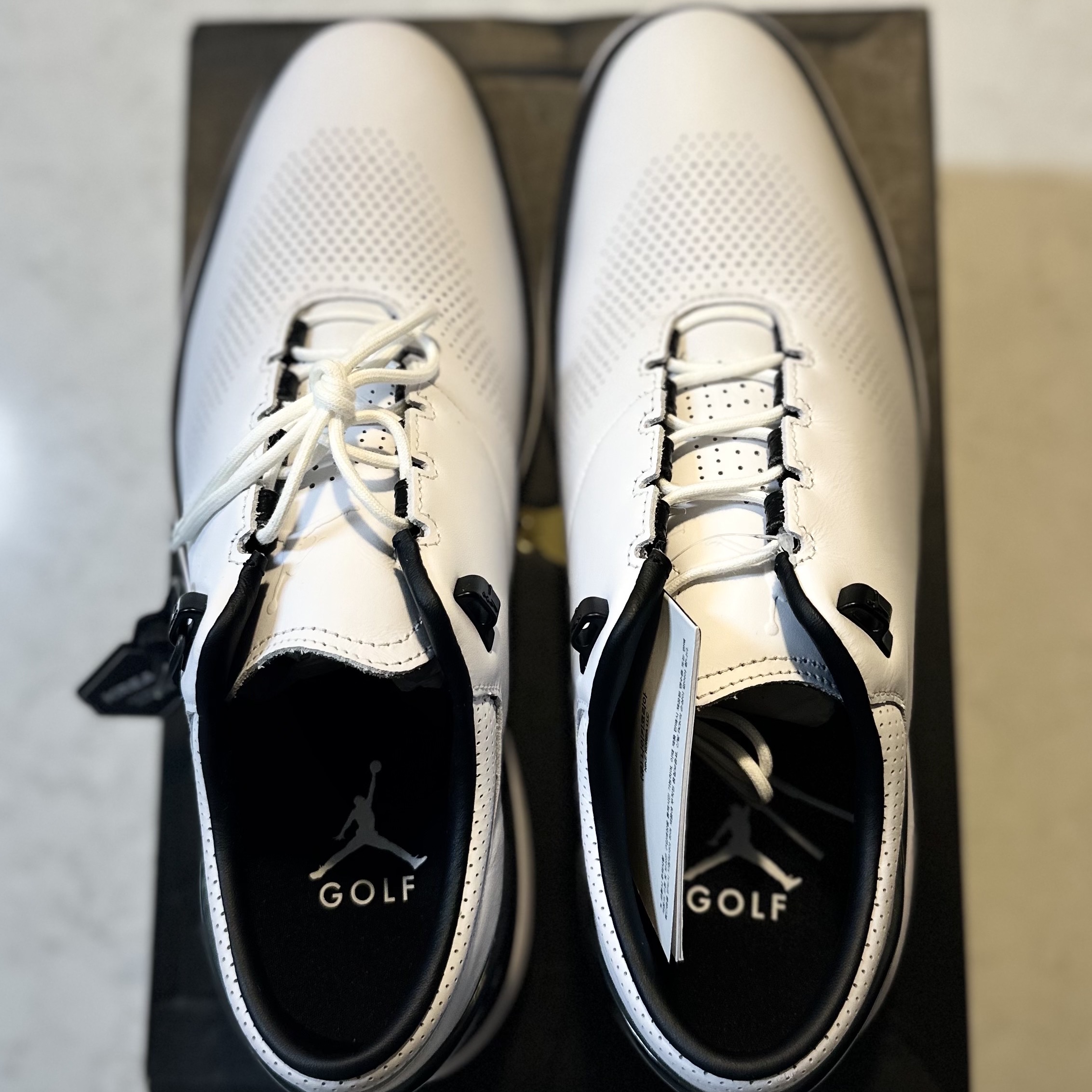 Jordan ADG 4 Golf White Black 착용 스타일 - 1