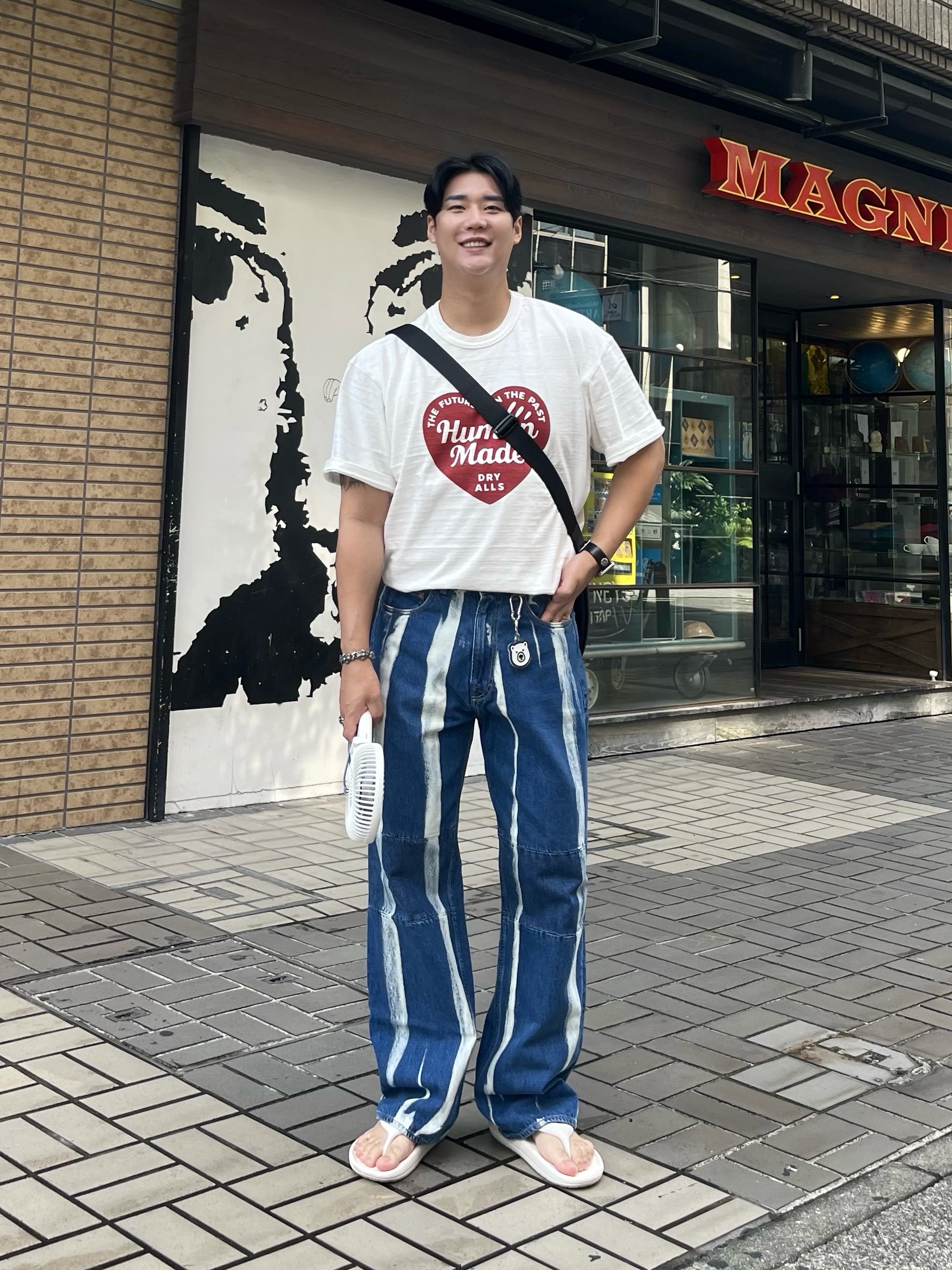 Our Legacy Extended Third Cut Glass Bleach Denim 착용 스타일 - 2