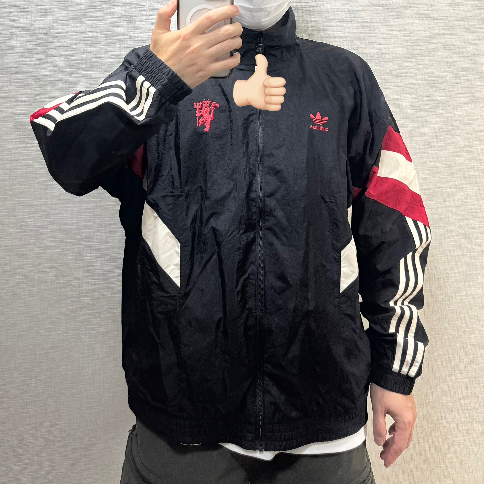 Adidas Manchester United Originals Track Top Black Red - KR Sizing 착용 스타일